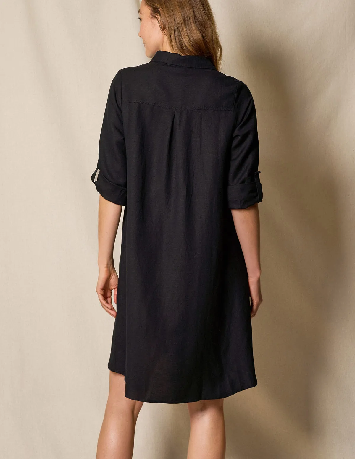 Linen / Bamboo Shirtdress - Black