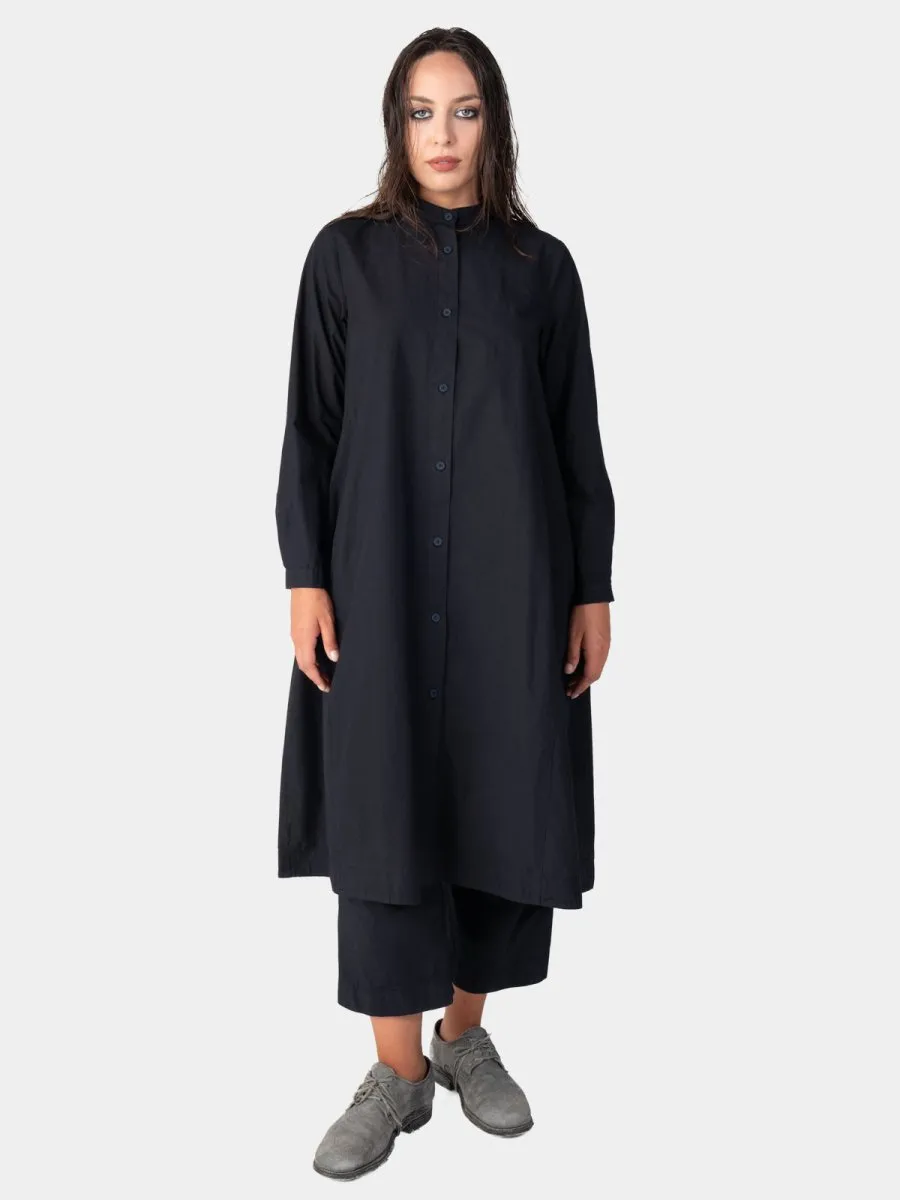 Long Sleeve Button Up Cotton Shirt-Dress