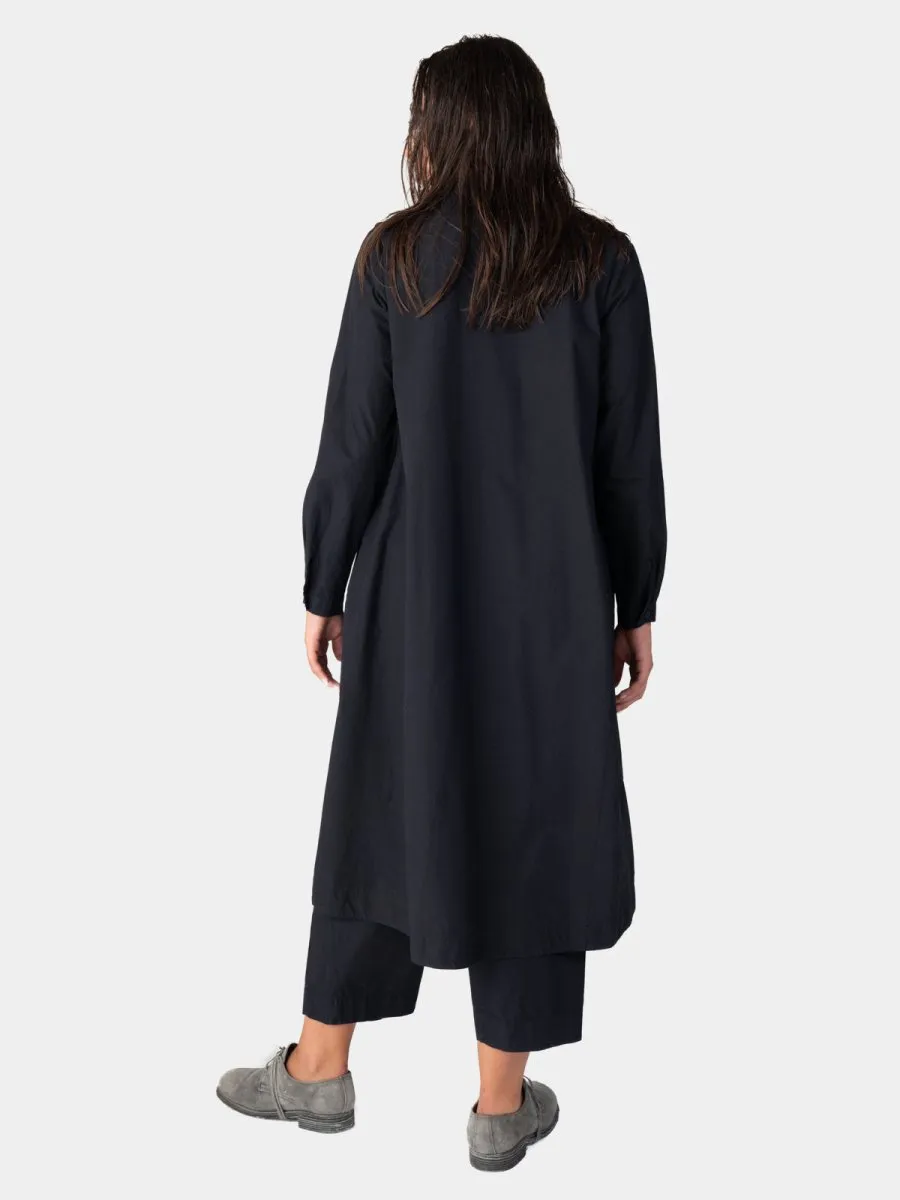 Long Sleeve Button Up Cotton Shirt-Dress