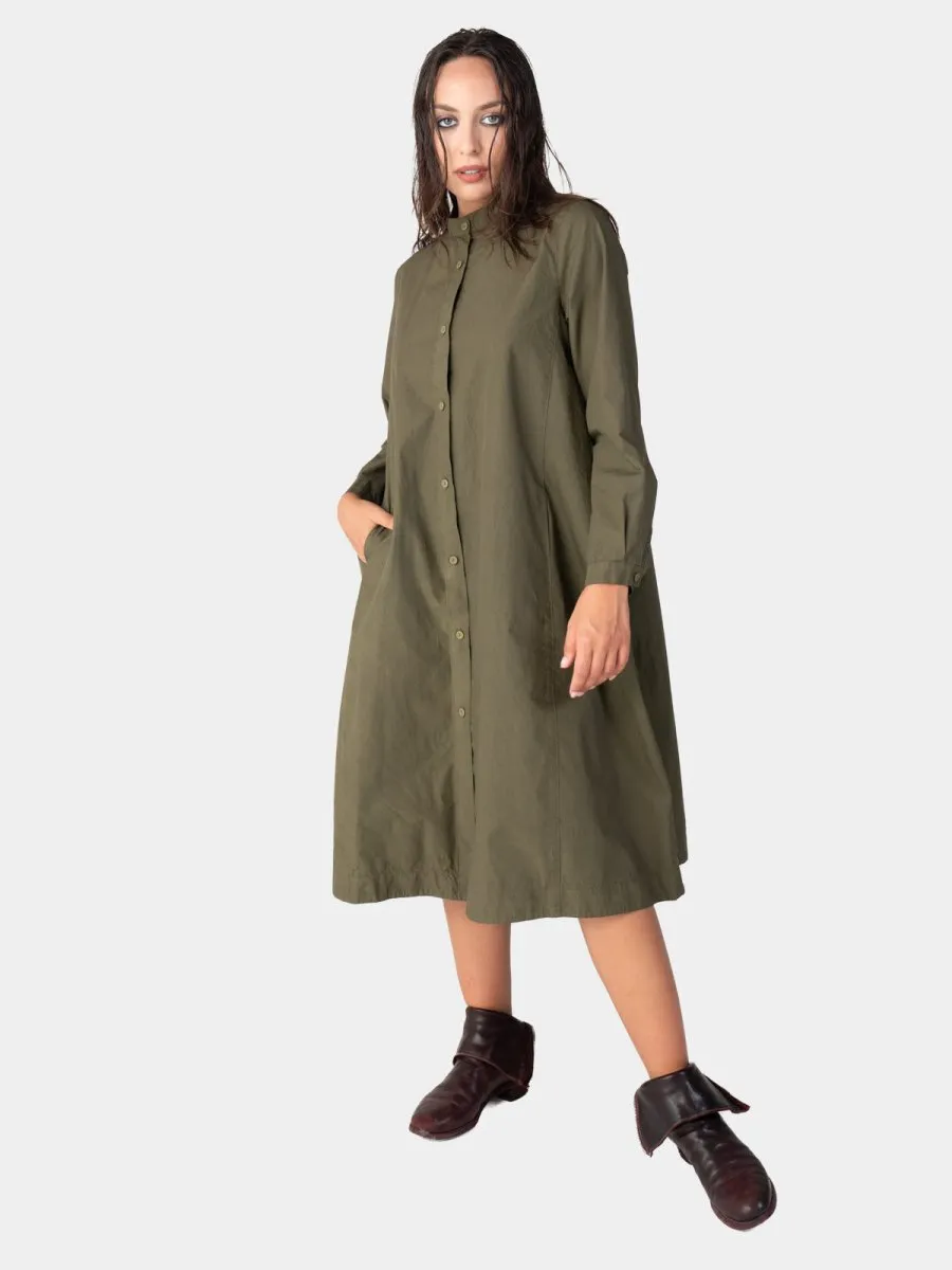 Long Sleeve Button Up Cotton Shirt-Dress