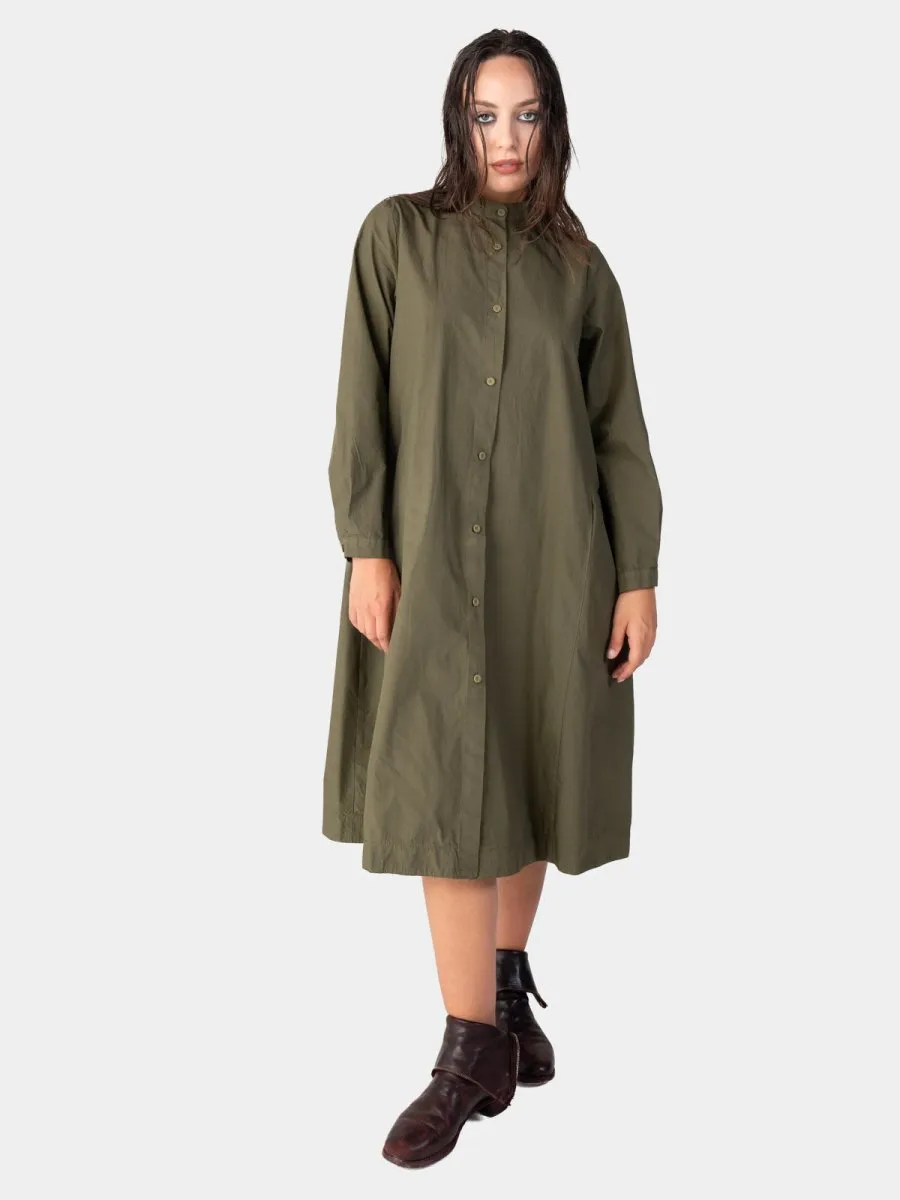 Long Sleeve Button Up Cotton Shirt-Dress