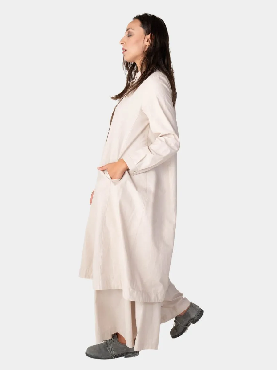 Long Sleeve Button Up Cotton Shirt-Dress