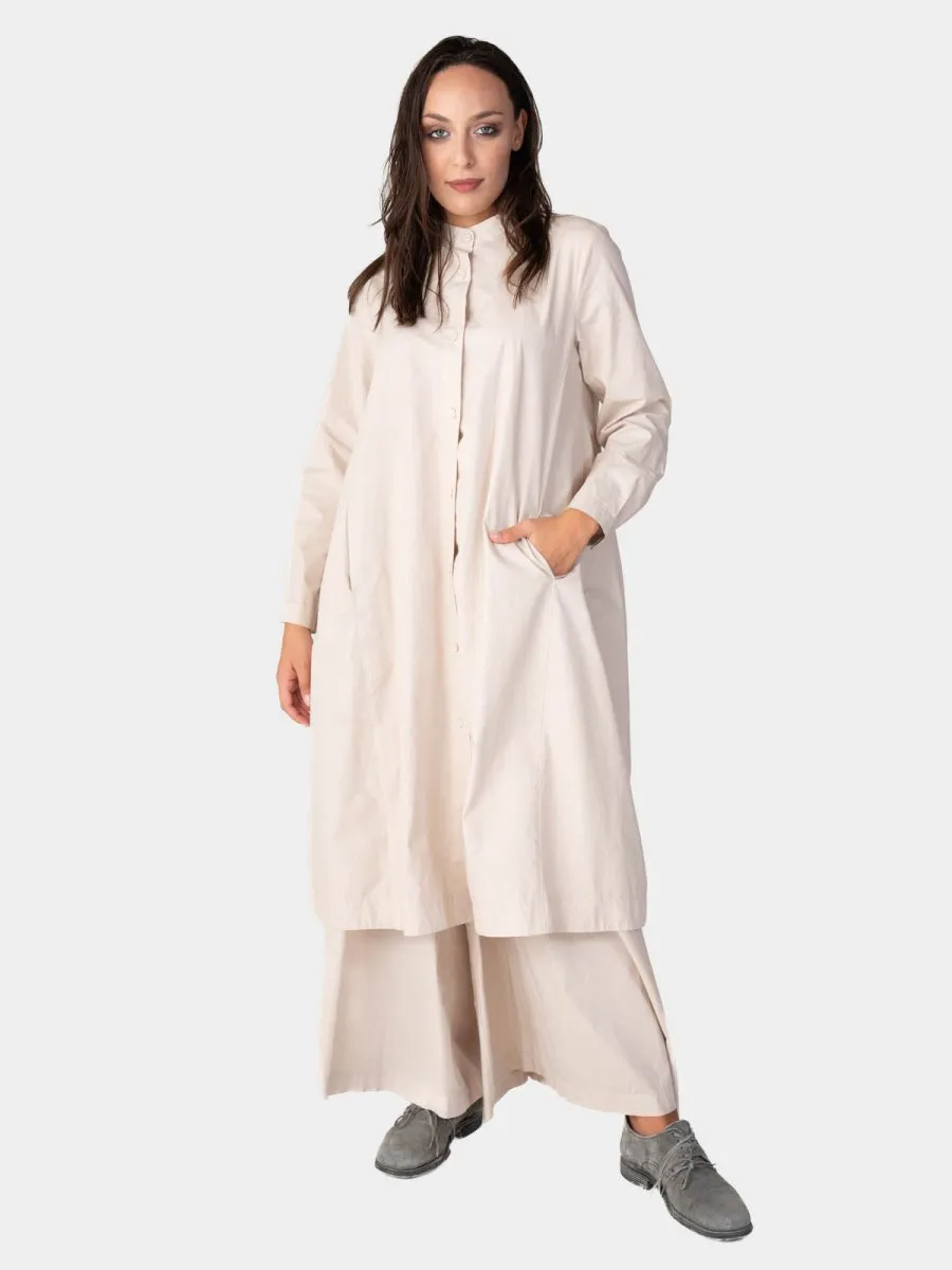 Long Sleeve Button Up Cotton Shirt-Dress