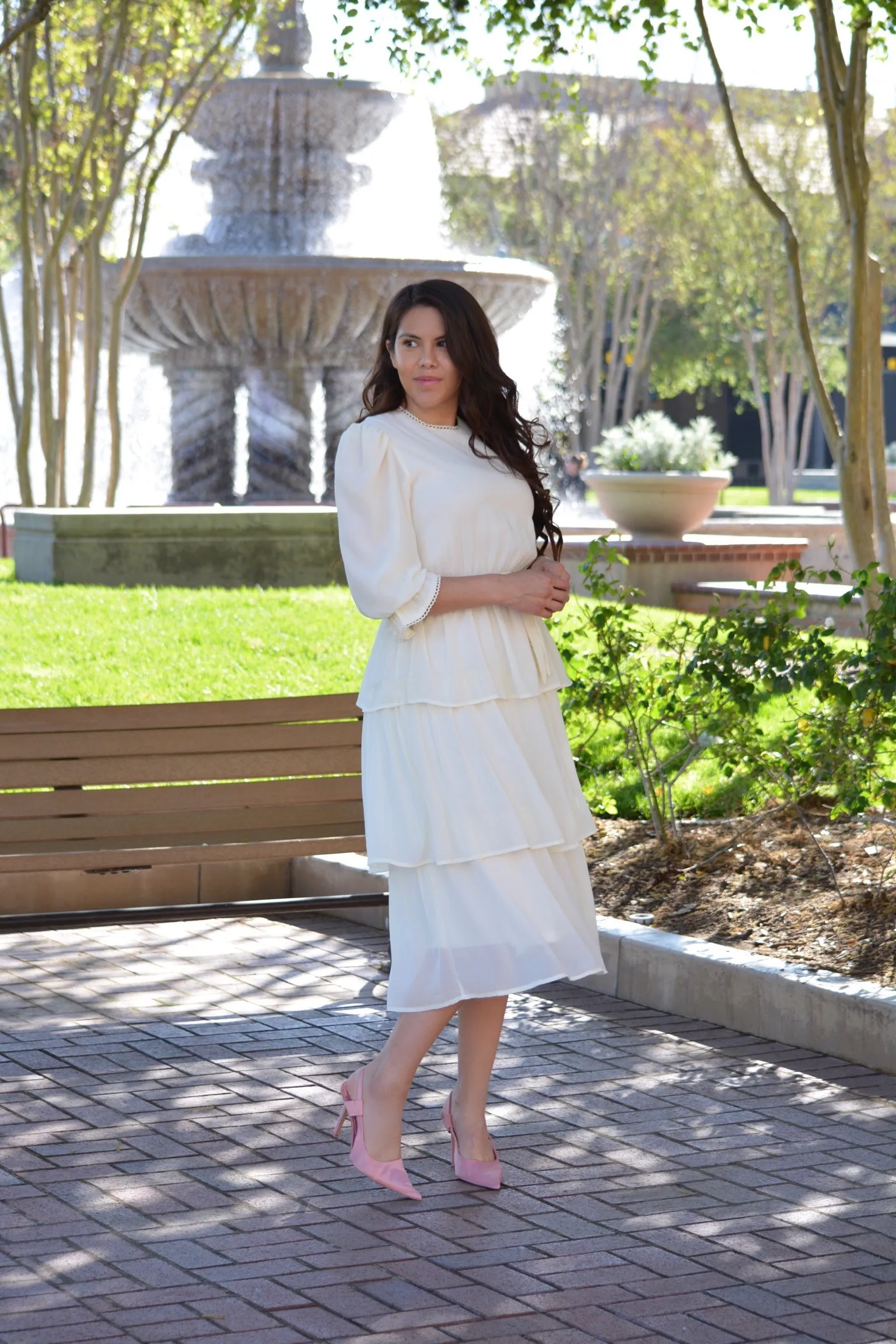 Madrid Ivory Ruffled Dress