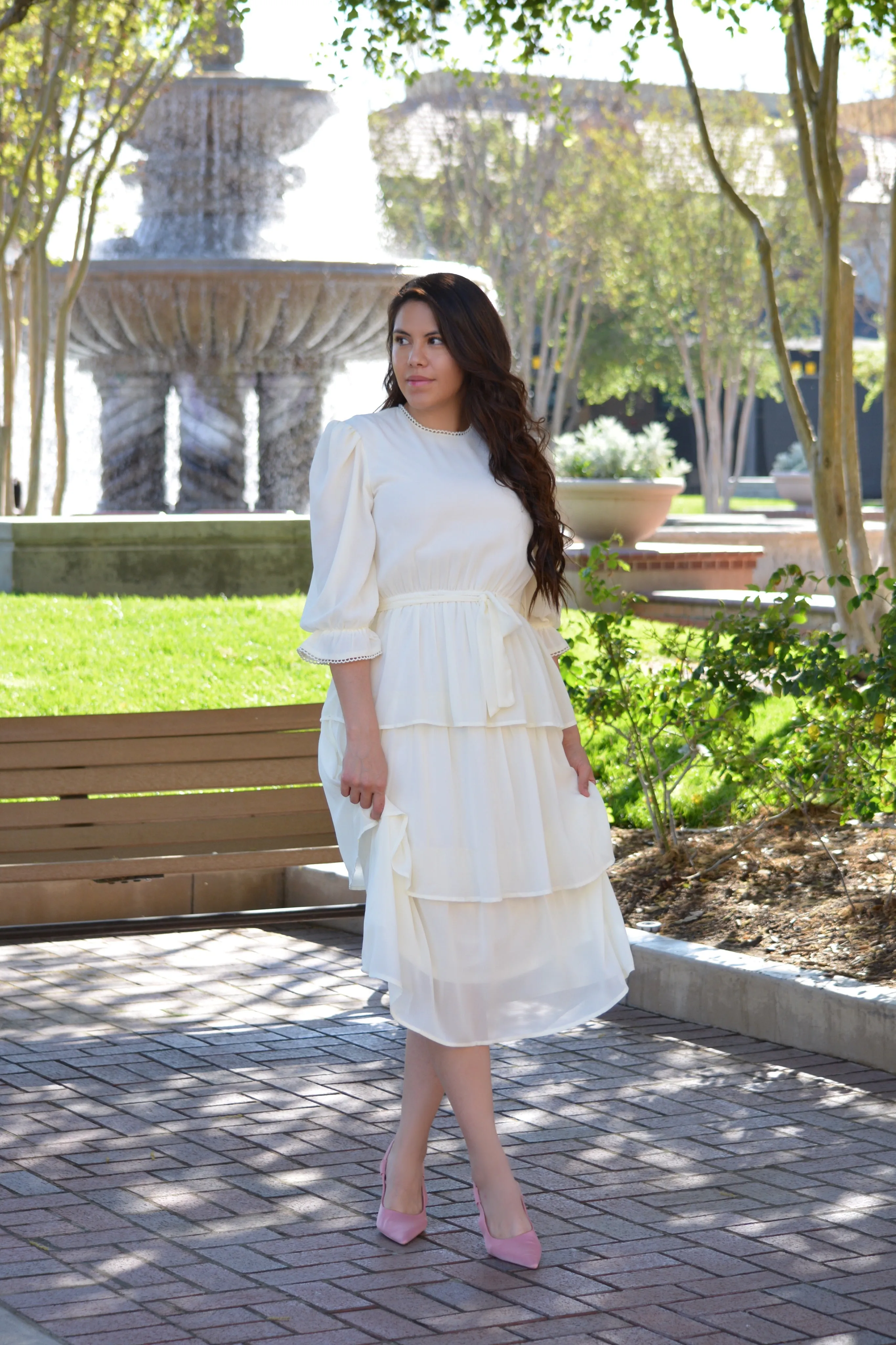 Madrid Ivory Ruffled Dress