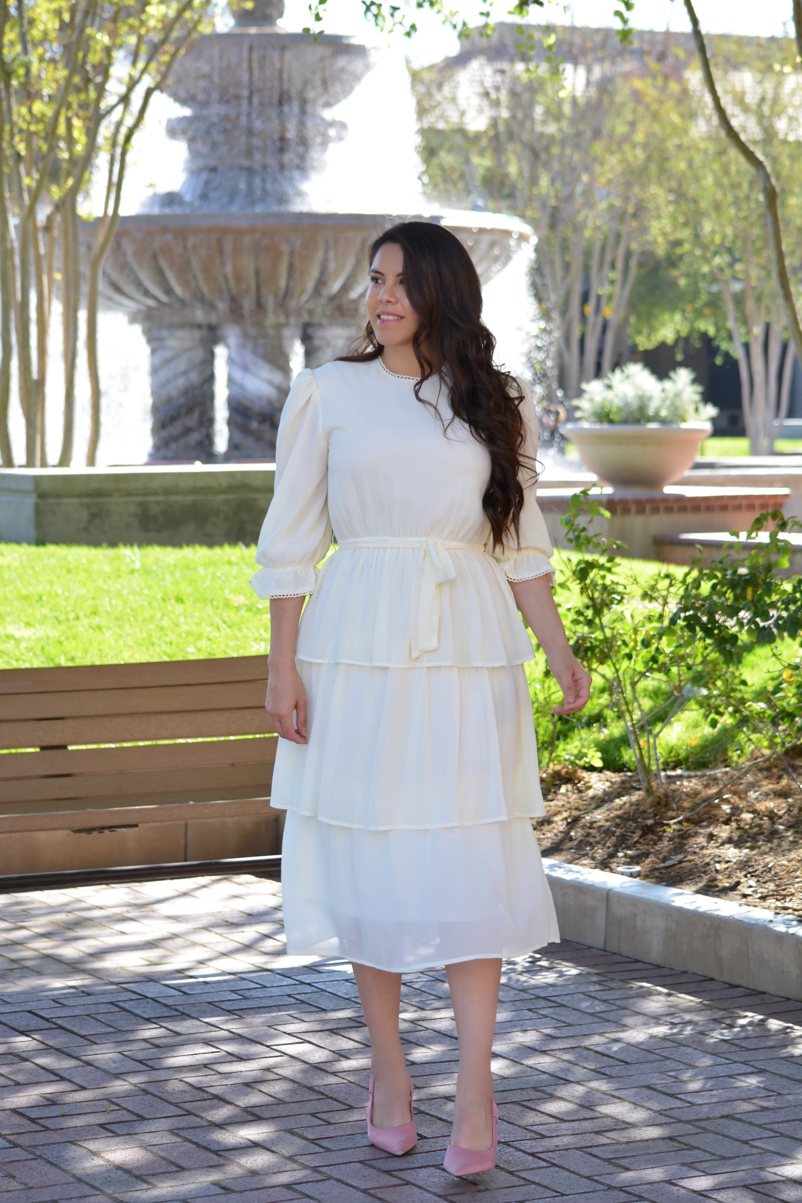 Madrid Ivory Ruffled Dress