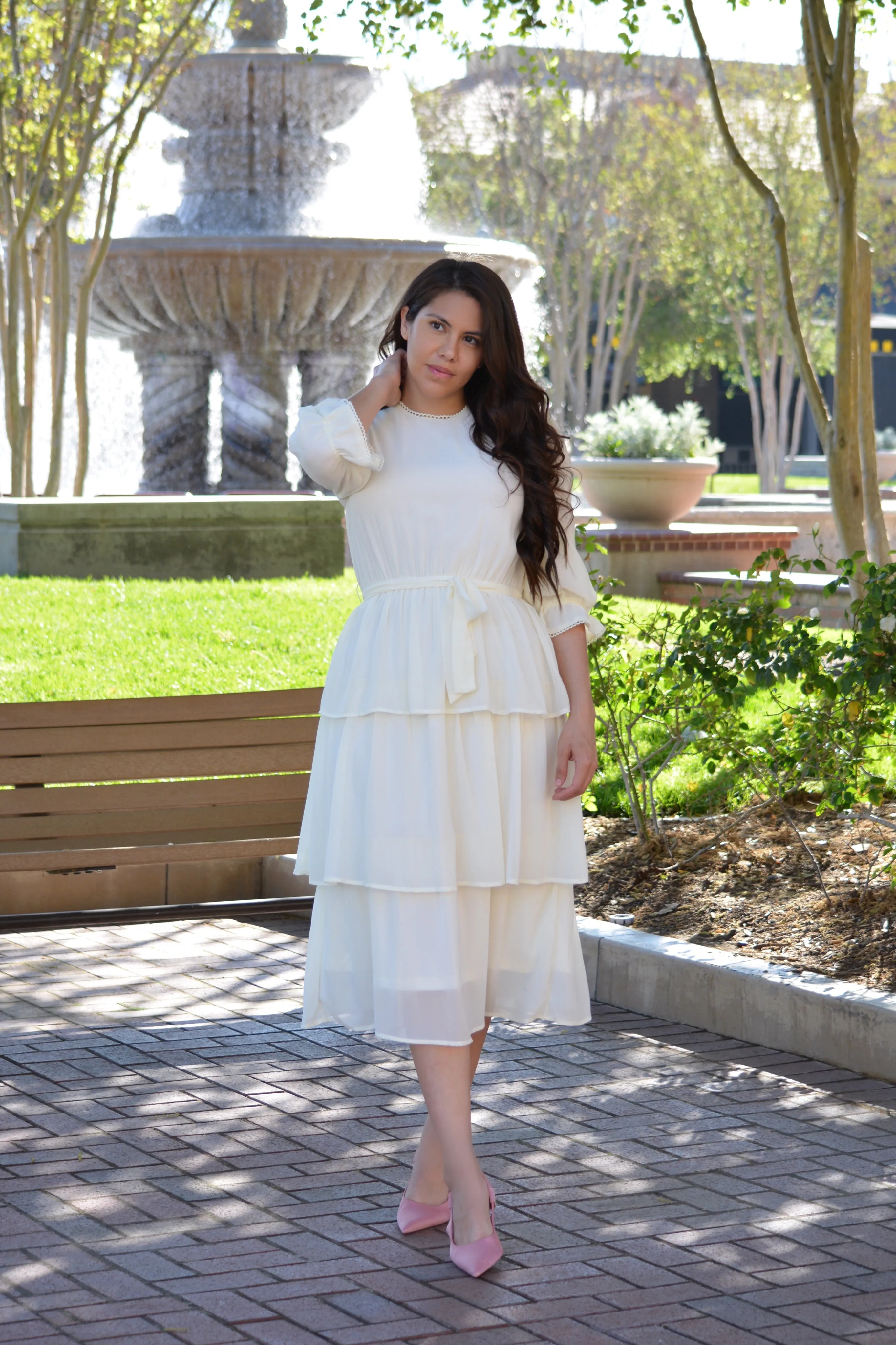 Madrid Ivory Ruffled Dress