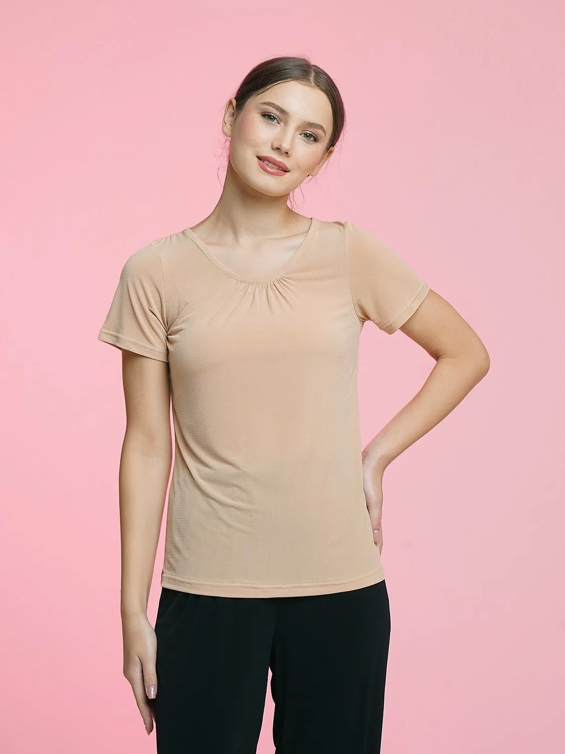 Maia Tshirt Top - Nude