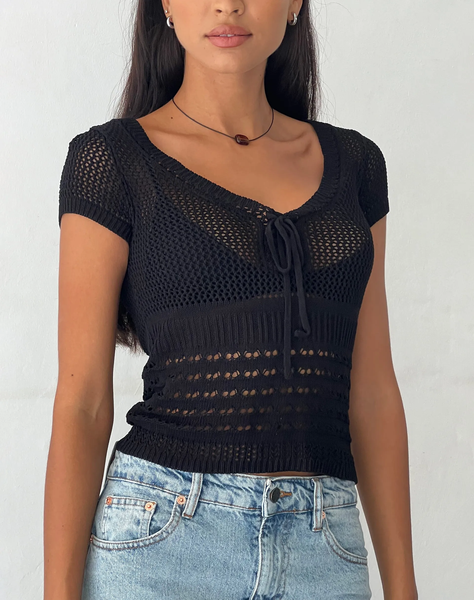 Maika Knitted Top in Black