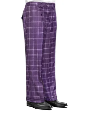 MAUVE PLAID WIDE LEG DRESS PANTS