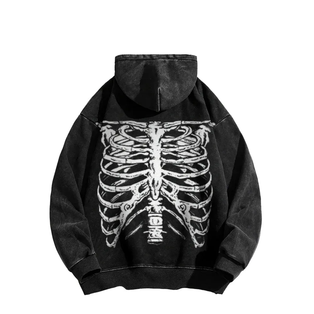 Mens Vintage Skeleton Print Hoodies