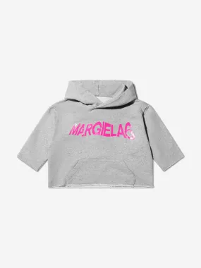 MM6 Maison Margiela Kids Cropped Logo Hoodie In Grey