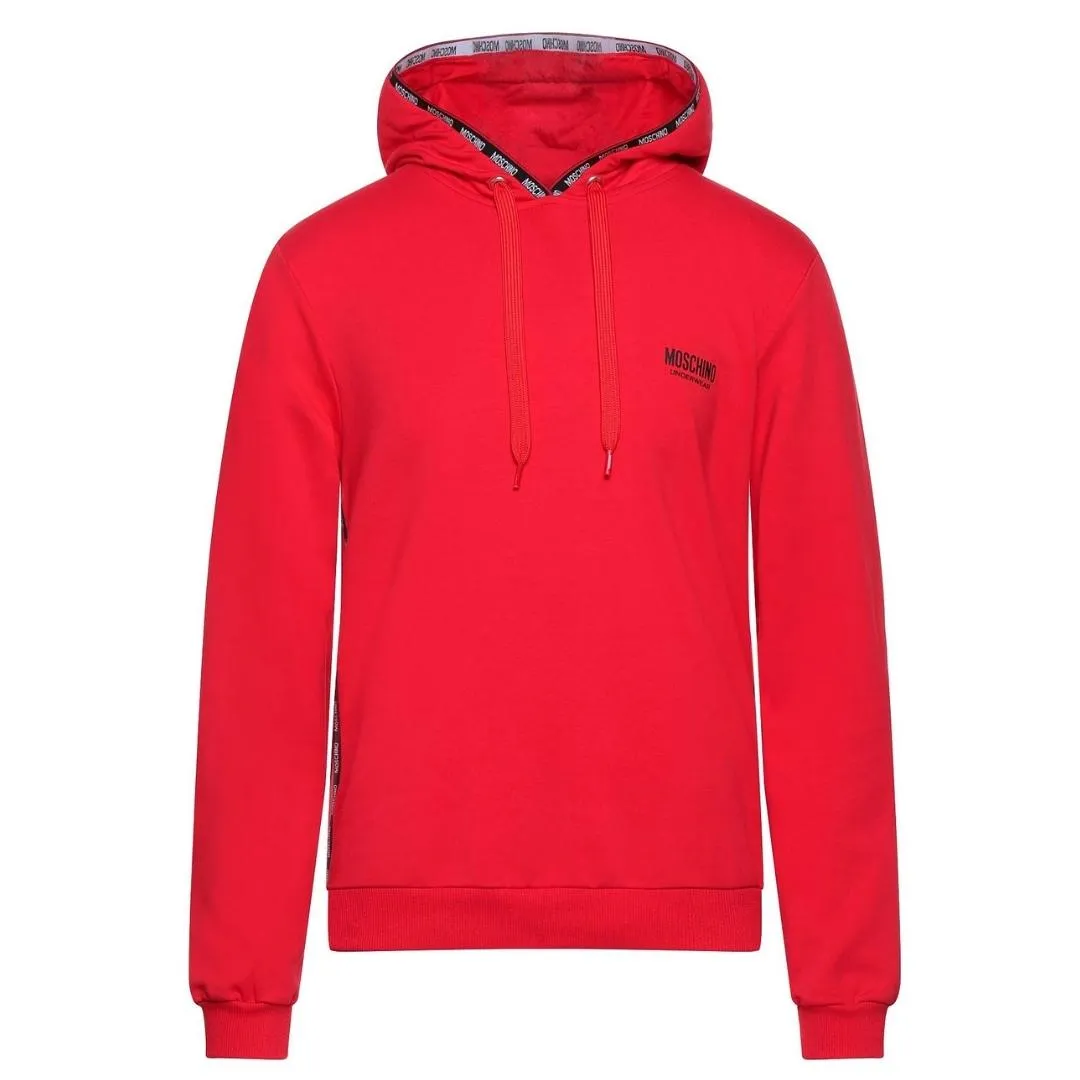 Moschino Brand Taped Hood Red Hoodie