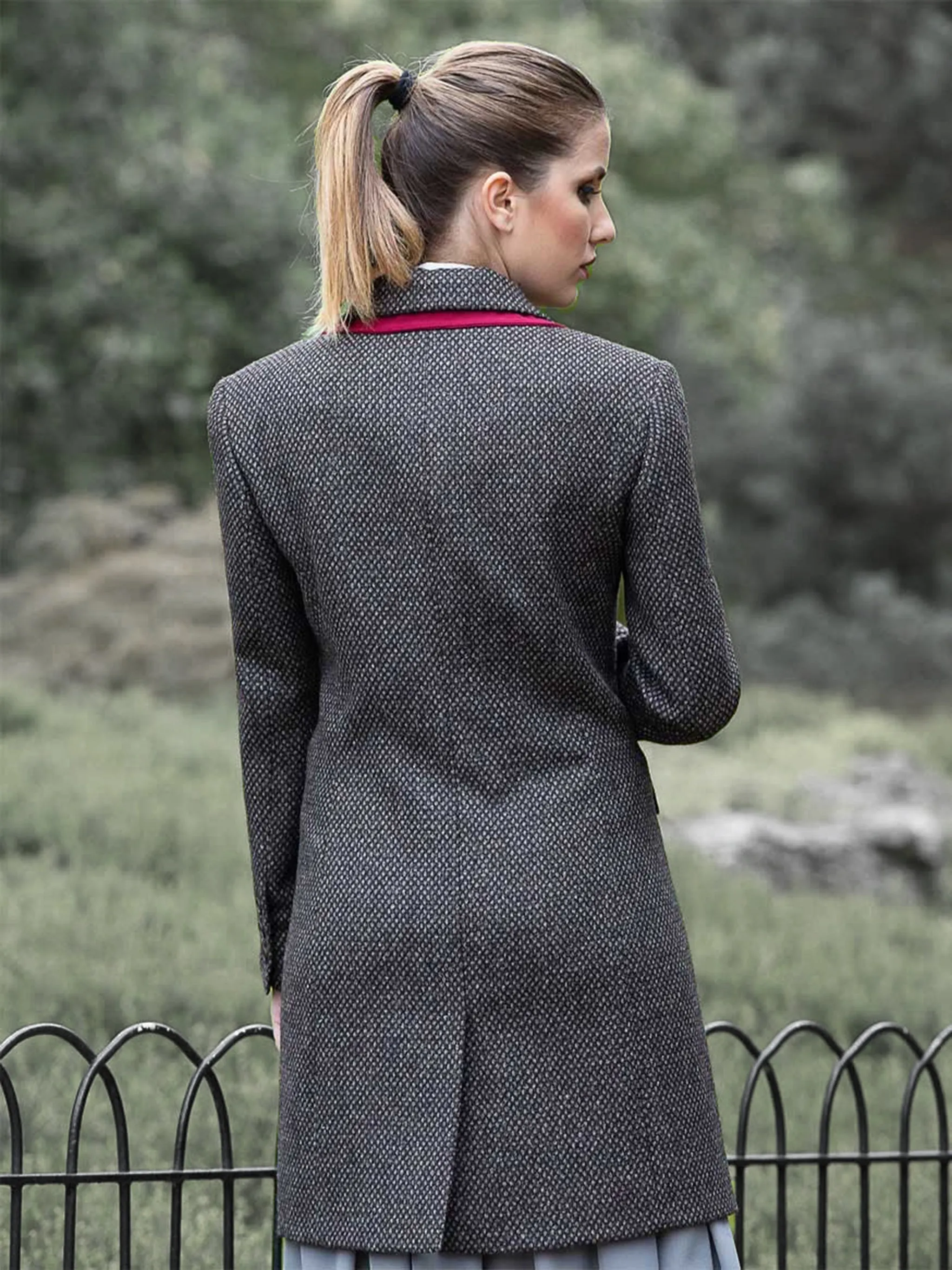 Natural Wool Tweed Brown Coat