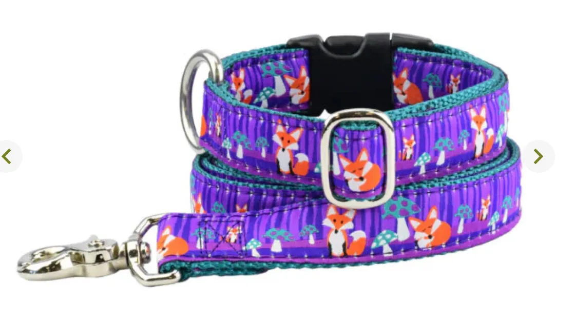 Nocturnal Fox & Mushroom Dog Collar and/or Leash