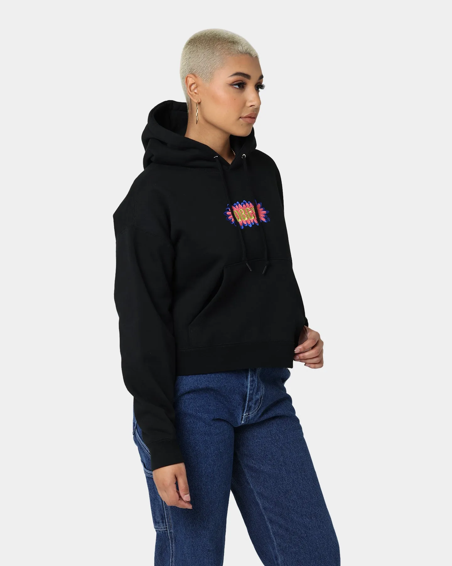 Obey Women's Bubble Cropped Hoodie Black