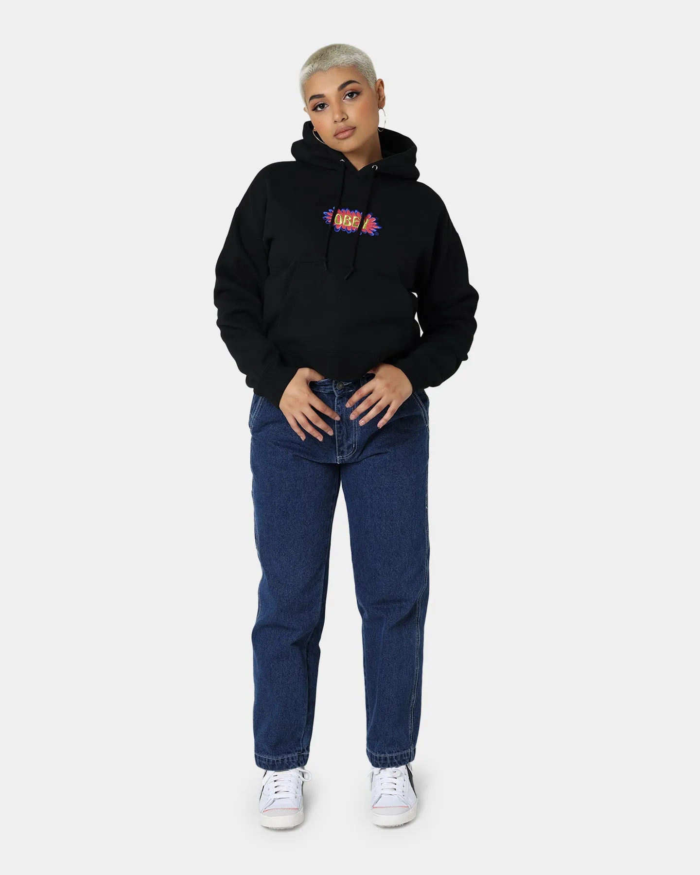 Obey Women's Bubble Cropped Hoodie Black