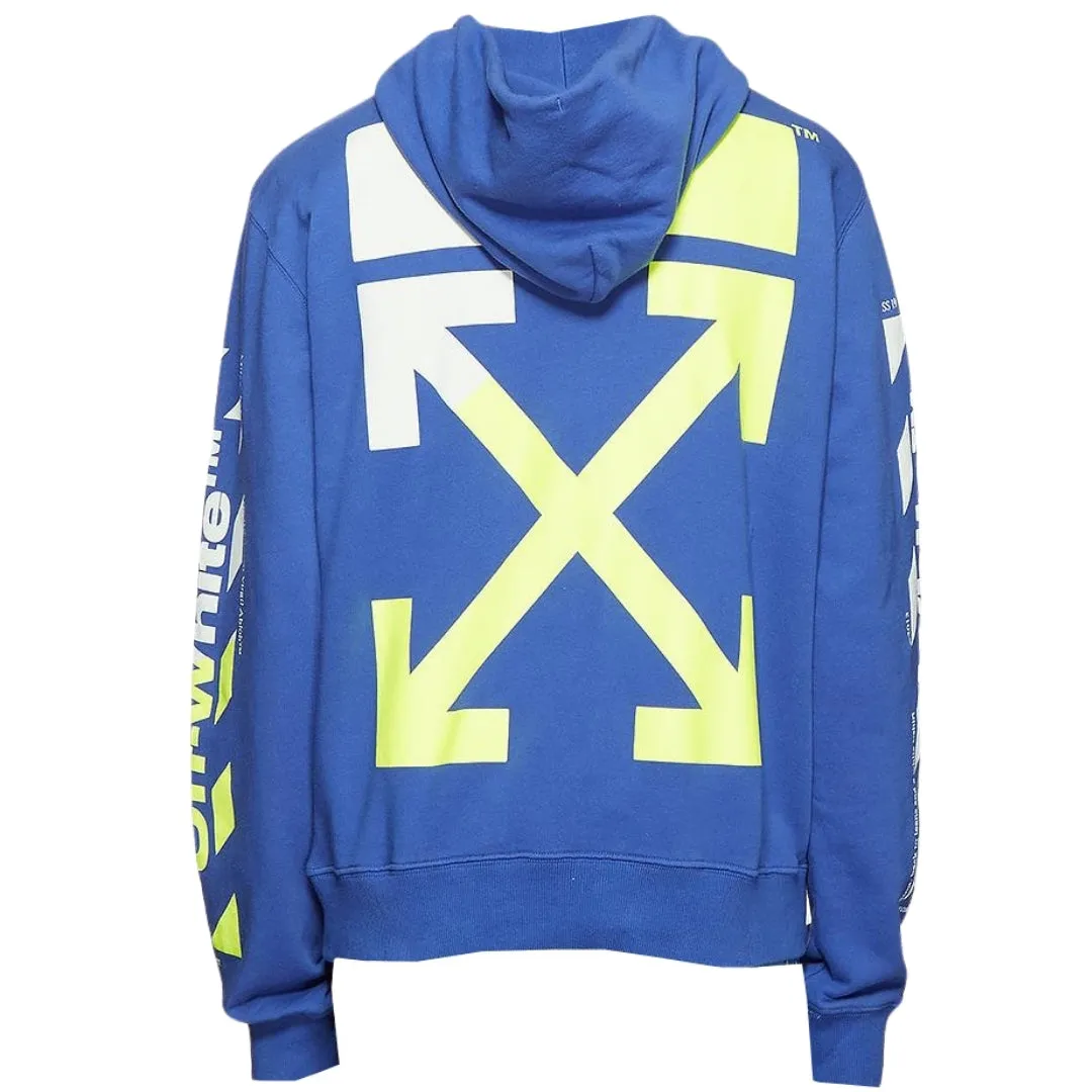 Off White Diag Split Logo Slim Fit Blue Hoodie