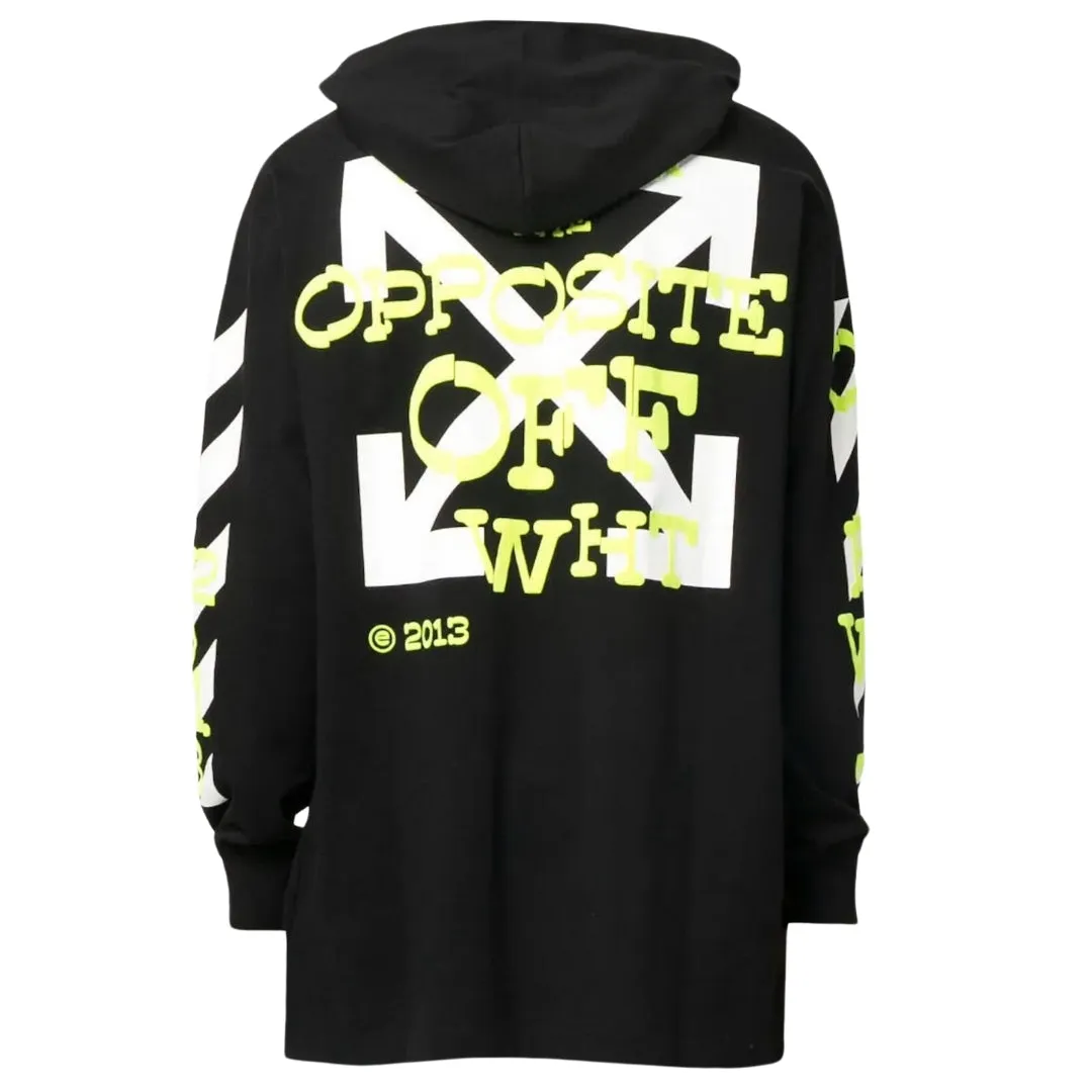 Off-White Oversized Fit Opposite Arrow Logo Black Hoodie