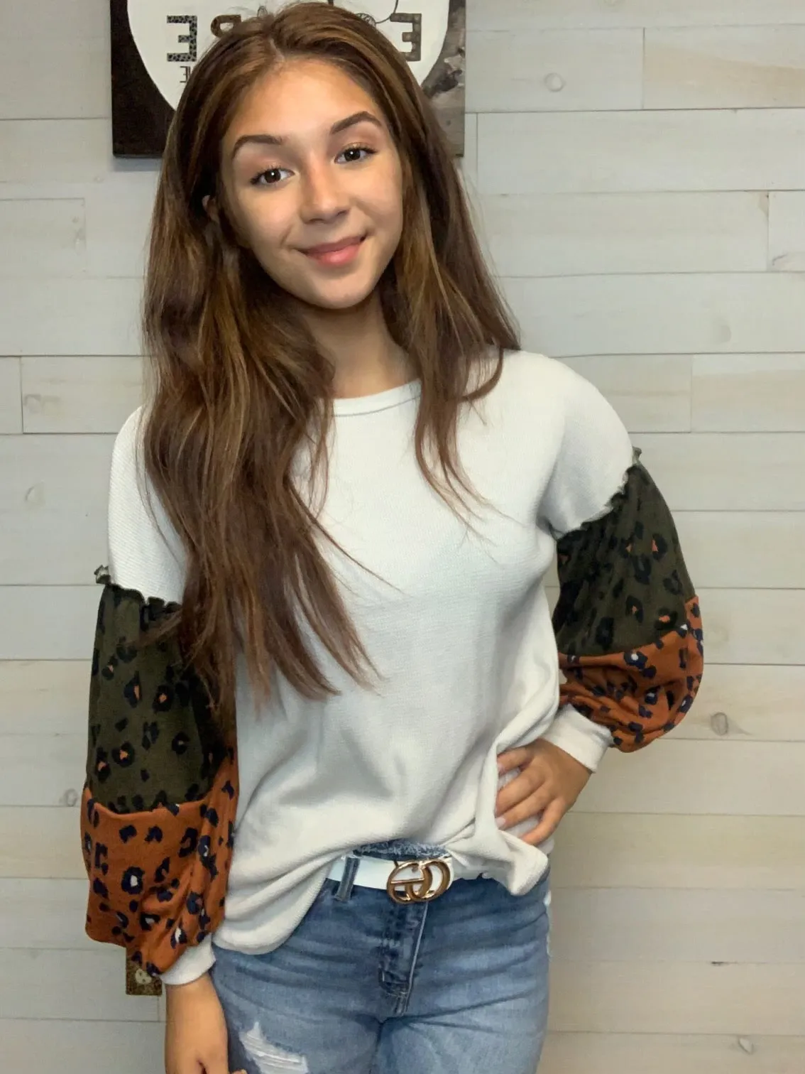 Olive/Rust Cheetah Print Top