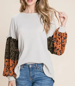 Olive/Rust Cheetah Print Top