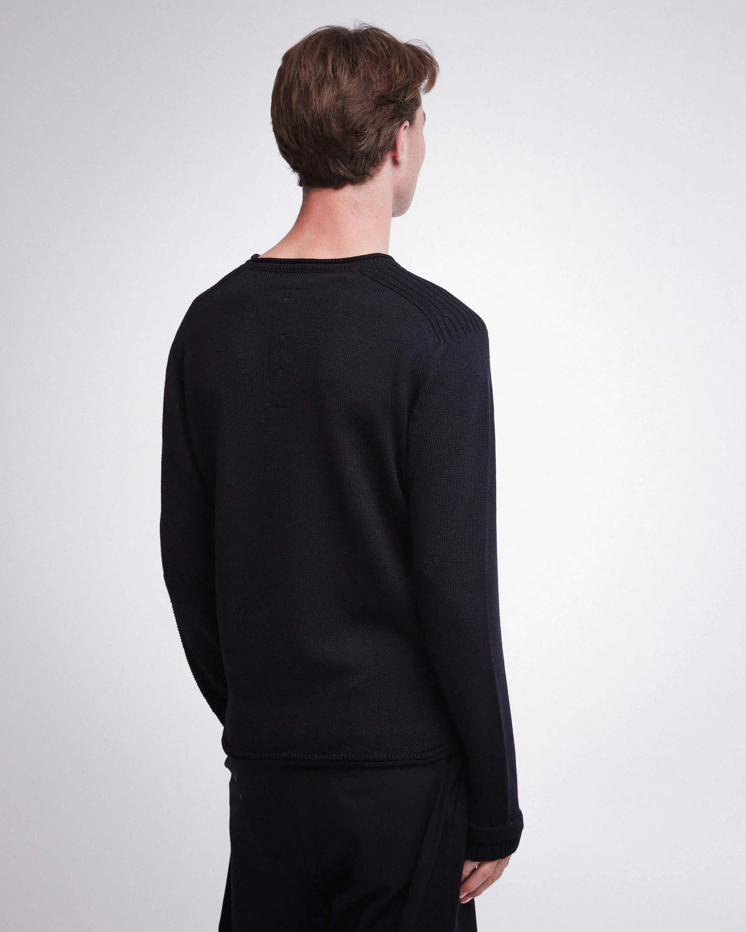 Oversized Crewneck Wool Sweater Black PMG05100