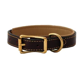 padded leather collars - burgundy/tan