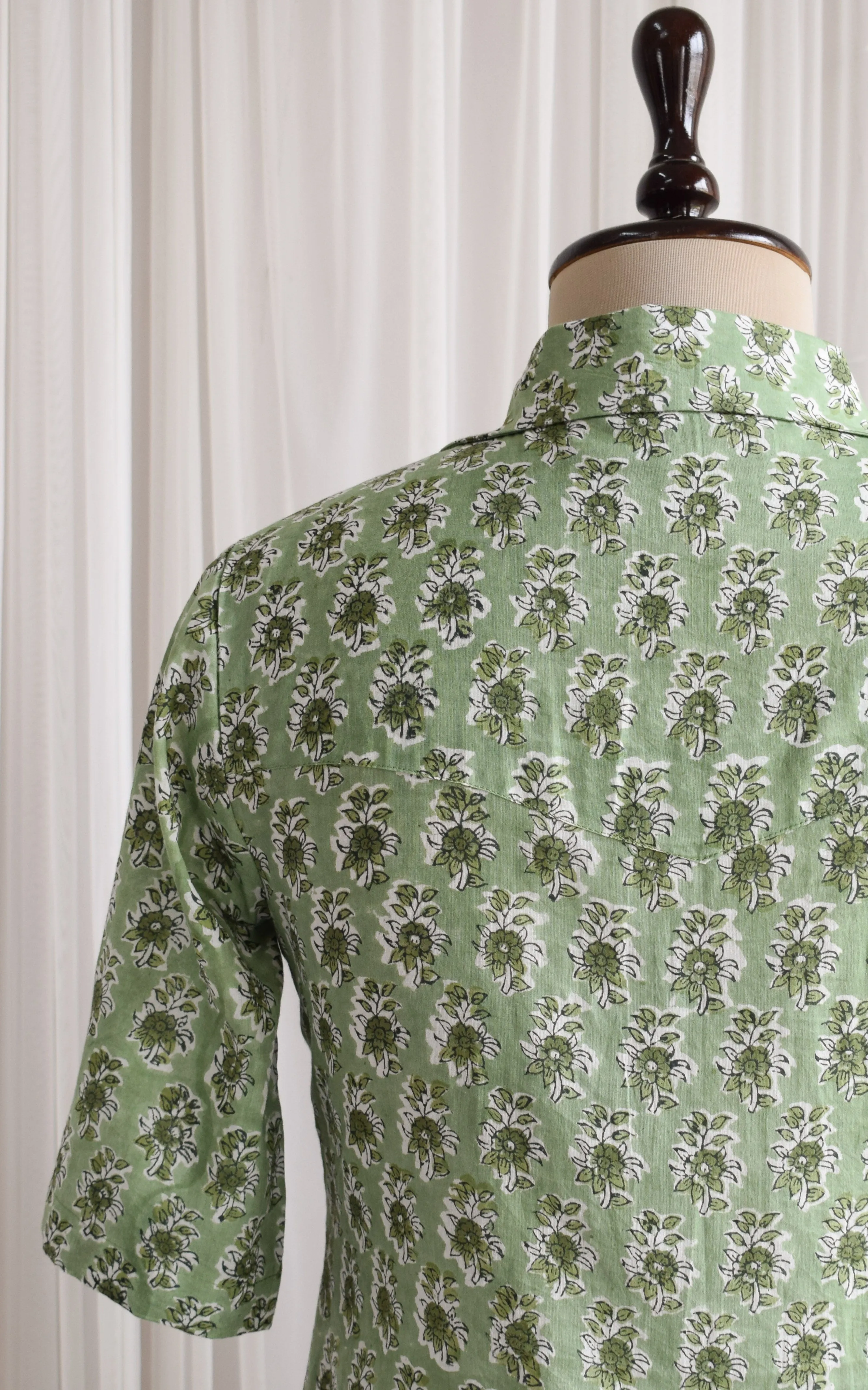 Pastel Green Block Print Boxy Shirt