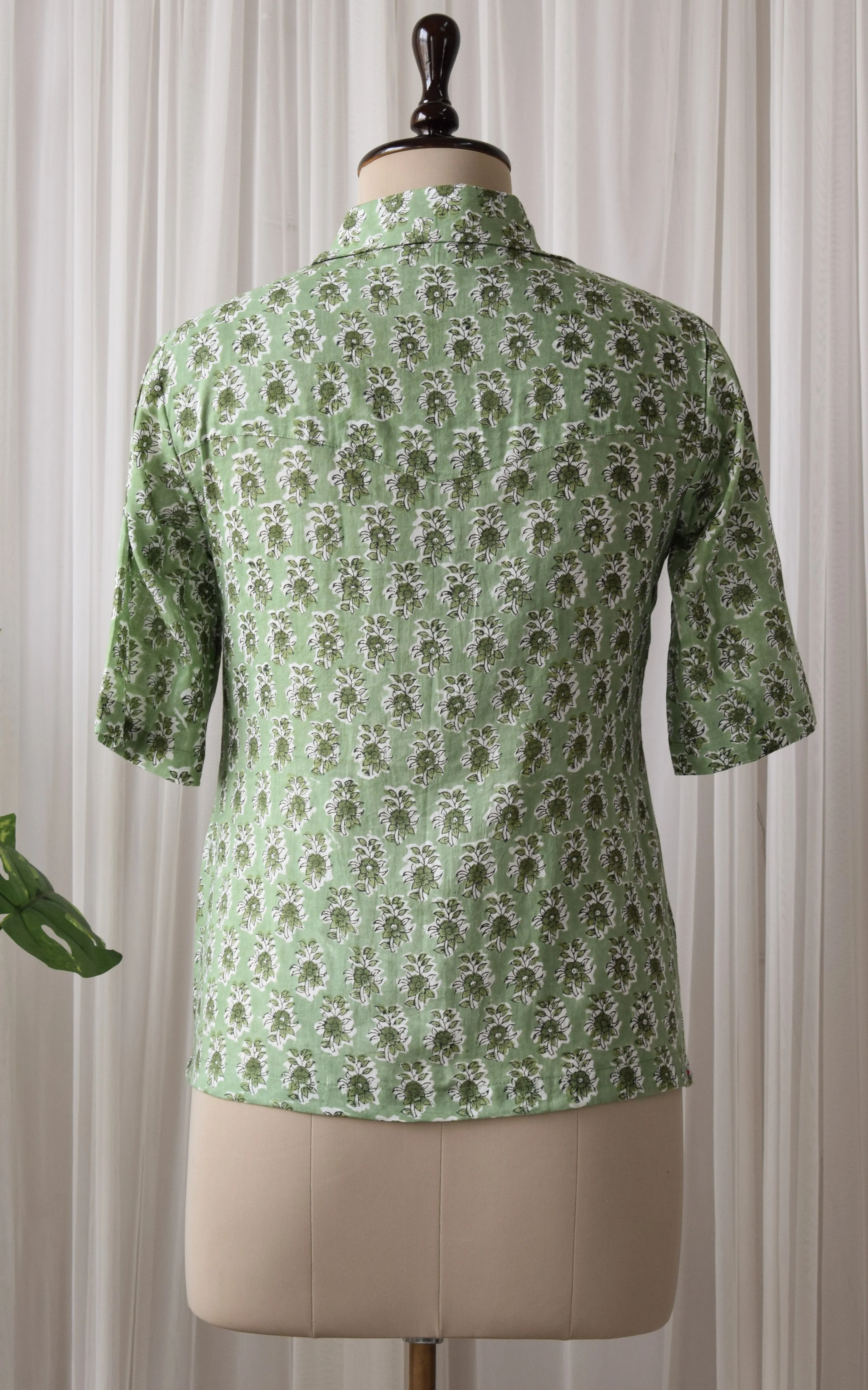 Pastel Green Block Print Boxy Shirt