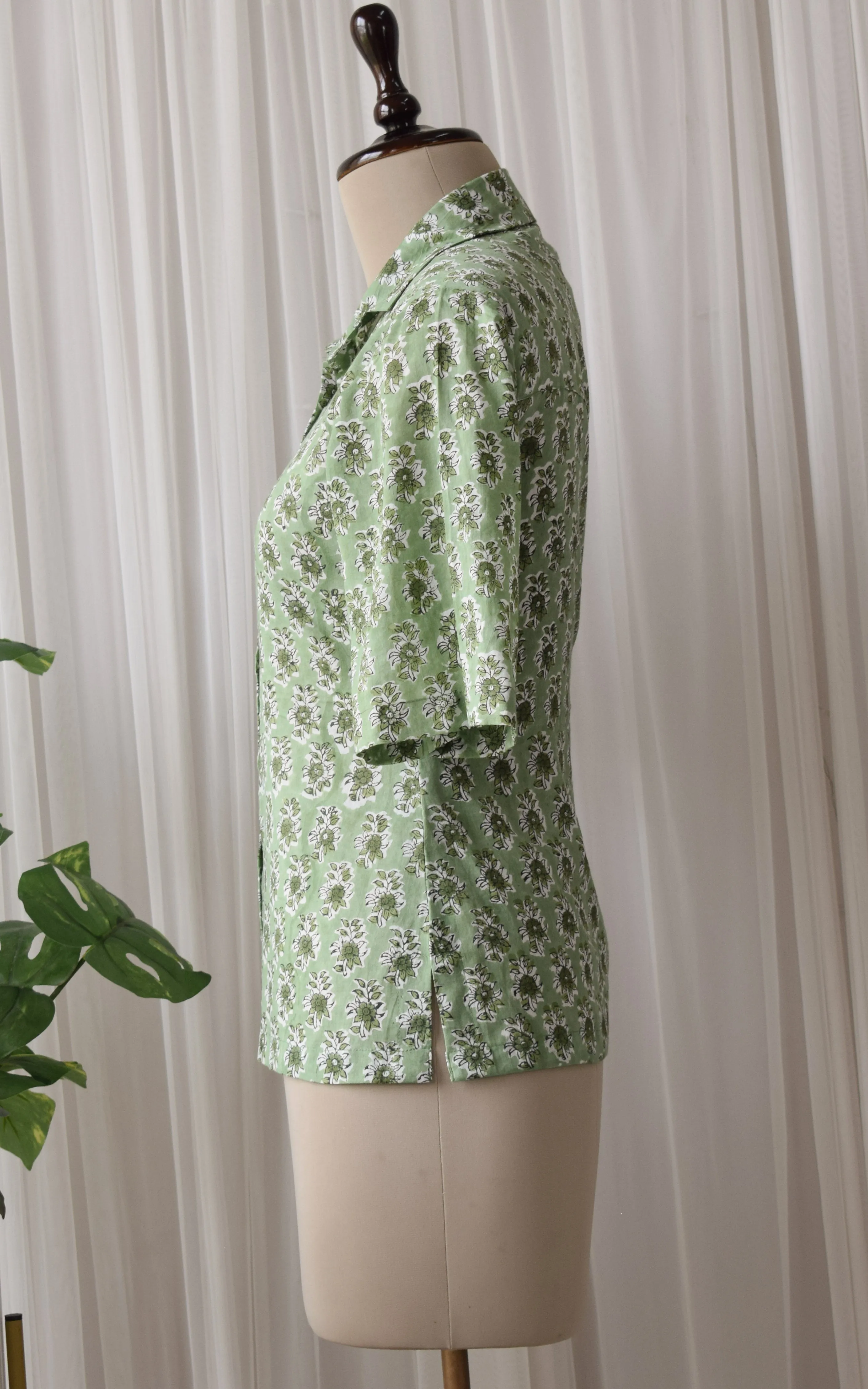 Pastel Green Block Print Boxy Shirt