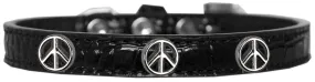 Peace Sign Widget Croc Dog Collar Black Size 18