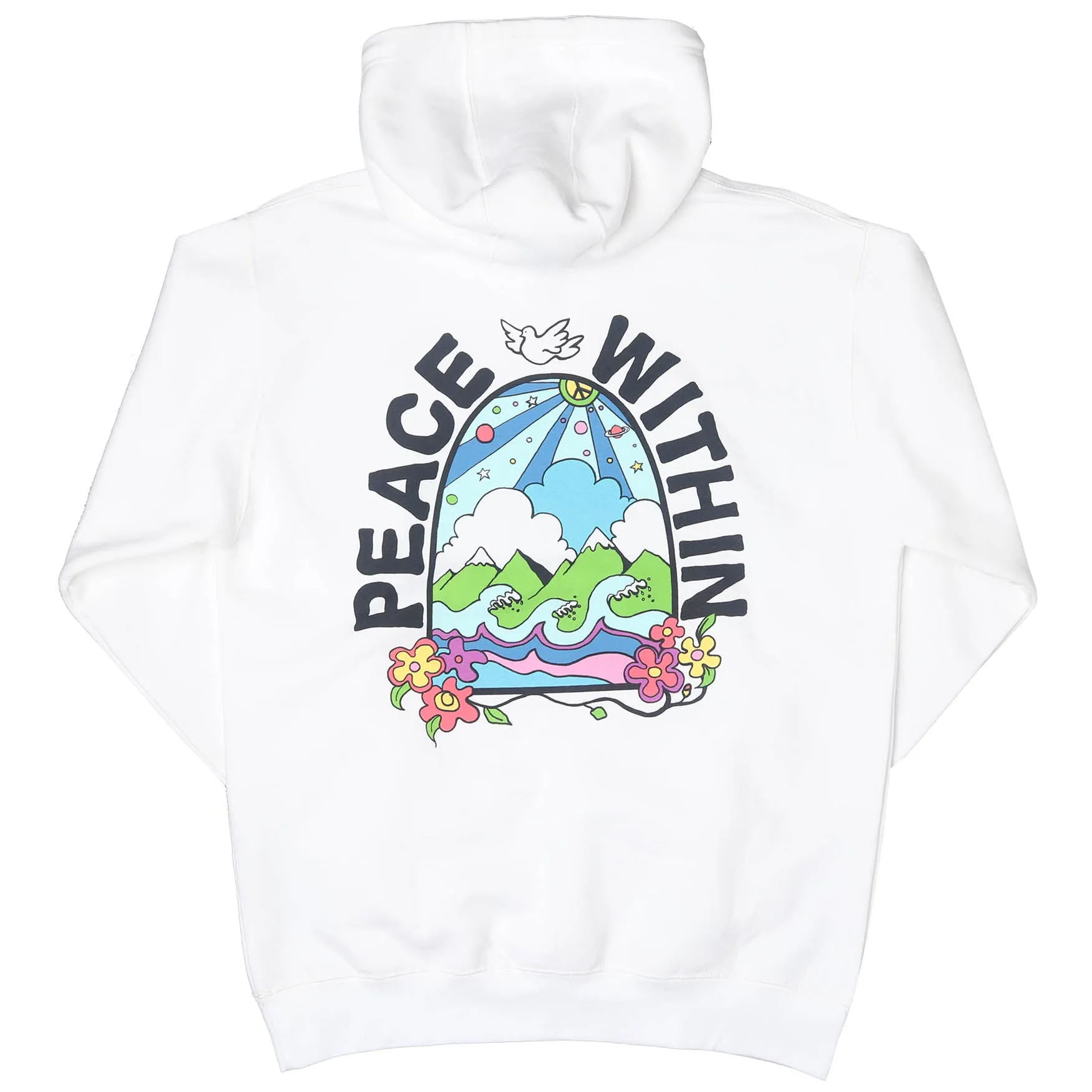 Peace Within White Fleece Hoodie