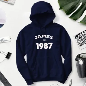 Personalised Navy Blue Hoodie - Name & Year