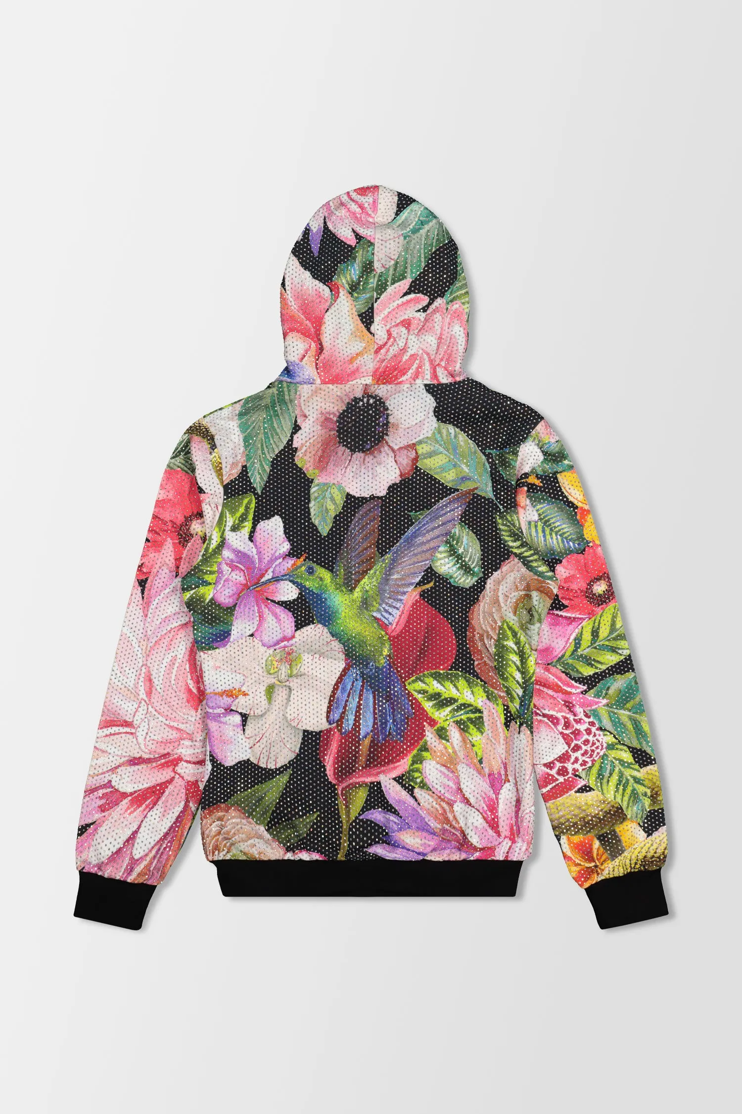 Philipp Plein Black Flowers Hoodie Sweatjacket