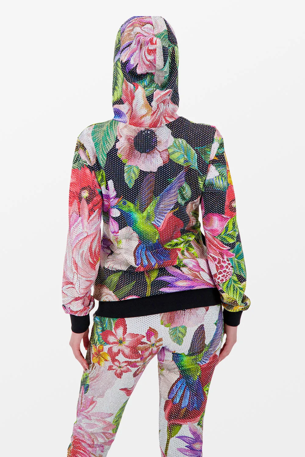 Philipp Plein Black Flowers Hoodie Sweatjacket