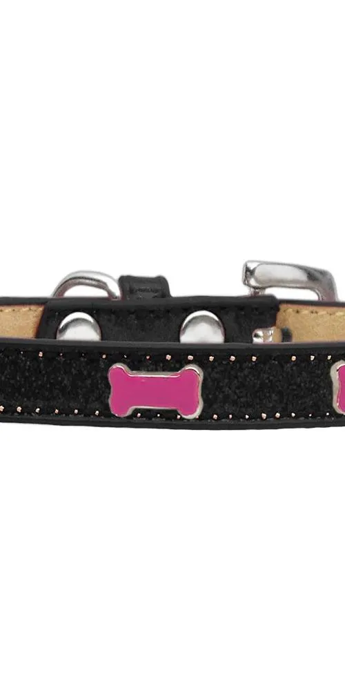 Pink Bone Widget Dog Collar Black Ice Cream Size 10