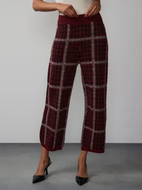 Plaid Houndstooth Wide Leg Pant