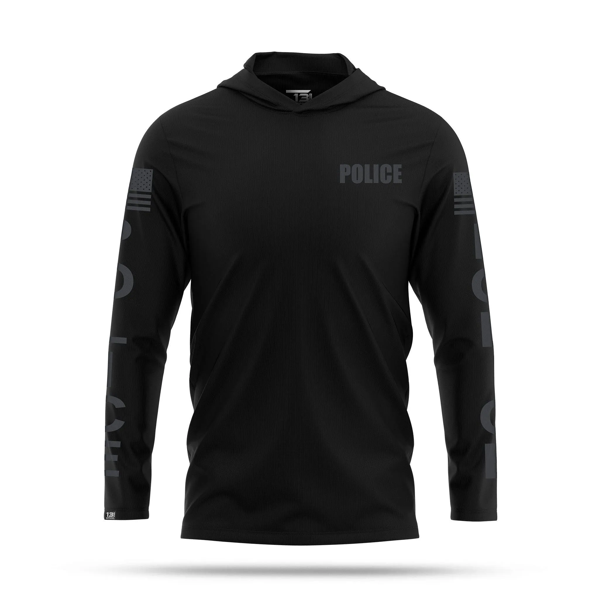 [POLICE] Men's Performance Hooded Long Sleeve [BLK/BLK]