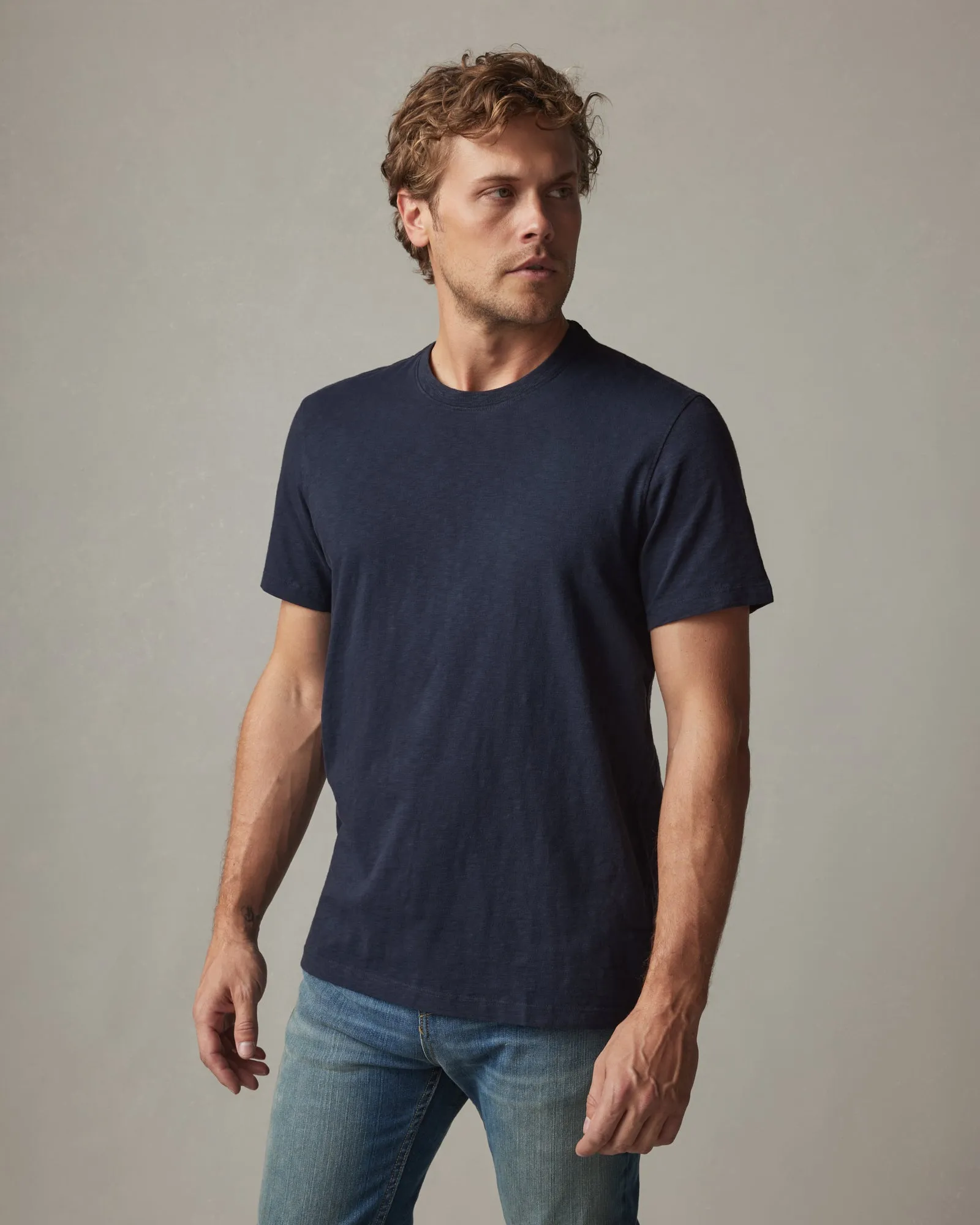 Premium Slub Crew Tee - Navy