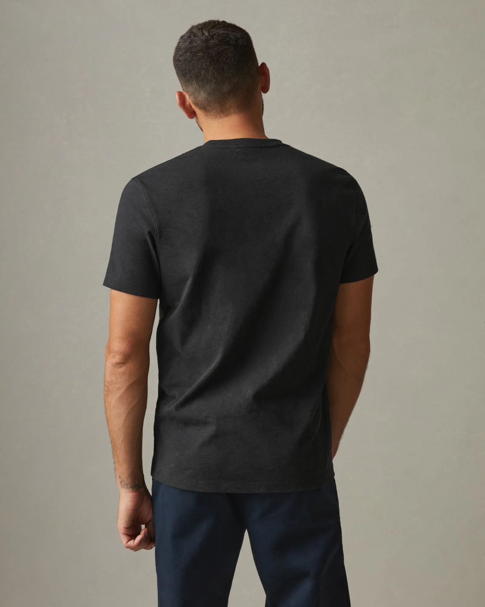 Premium Slub V-Neck Tee - Black