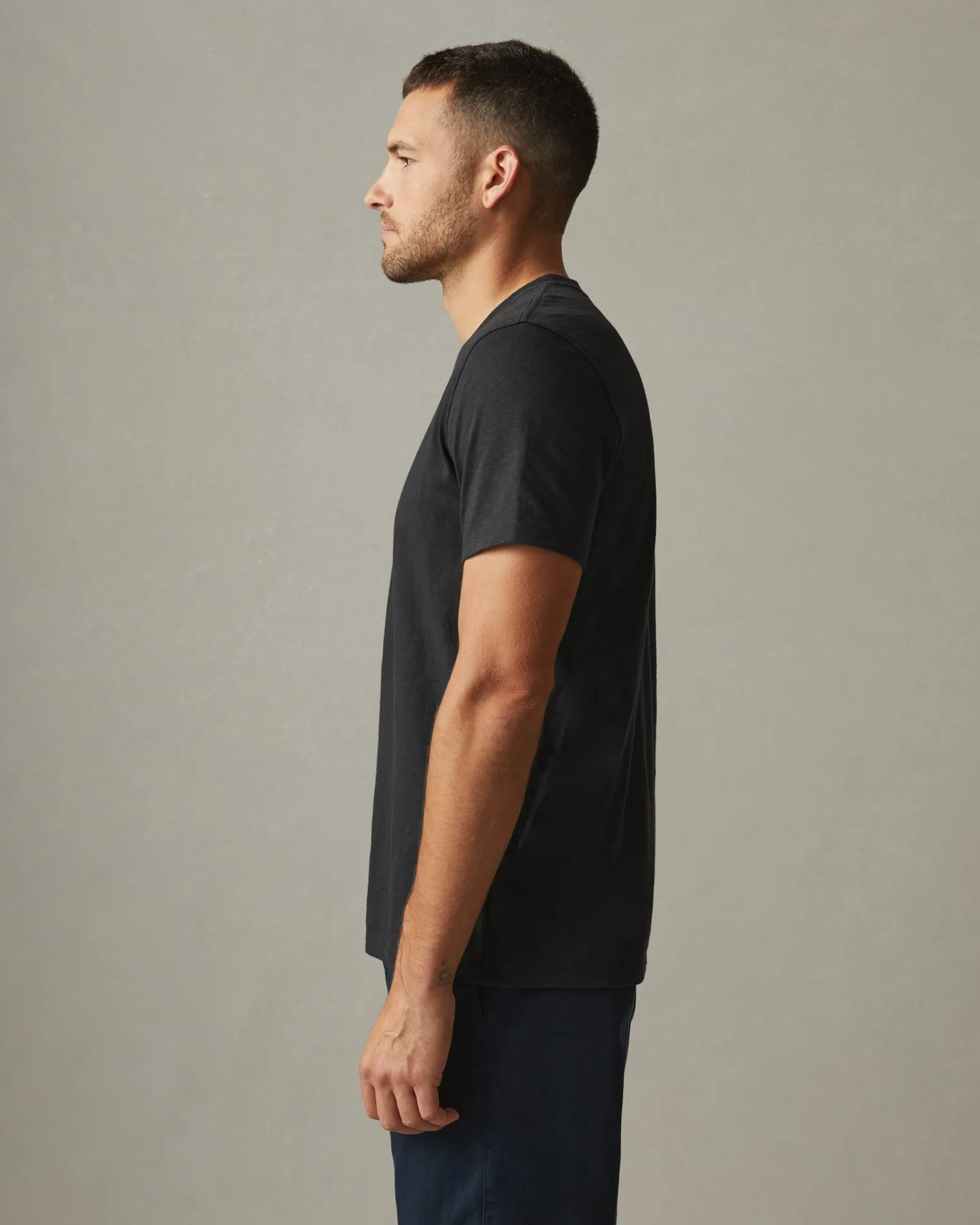 Premium Slub V-Neck Tee - Black