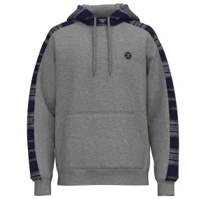 "Canyon" Grey w/Navy Blue Aztec Hoody