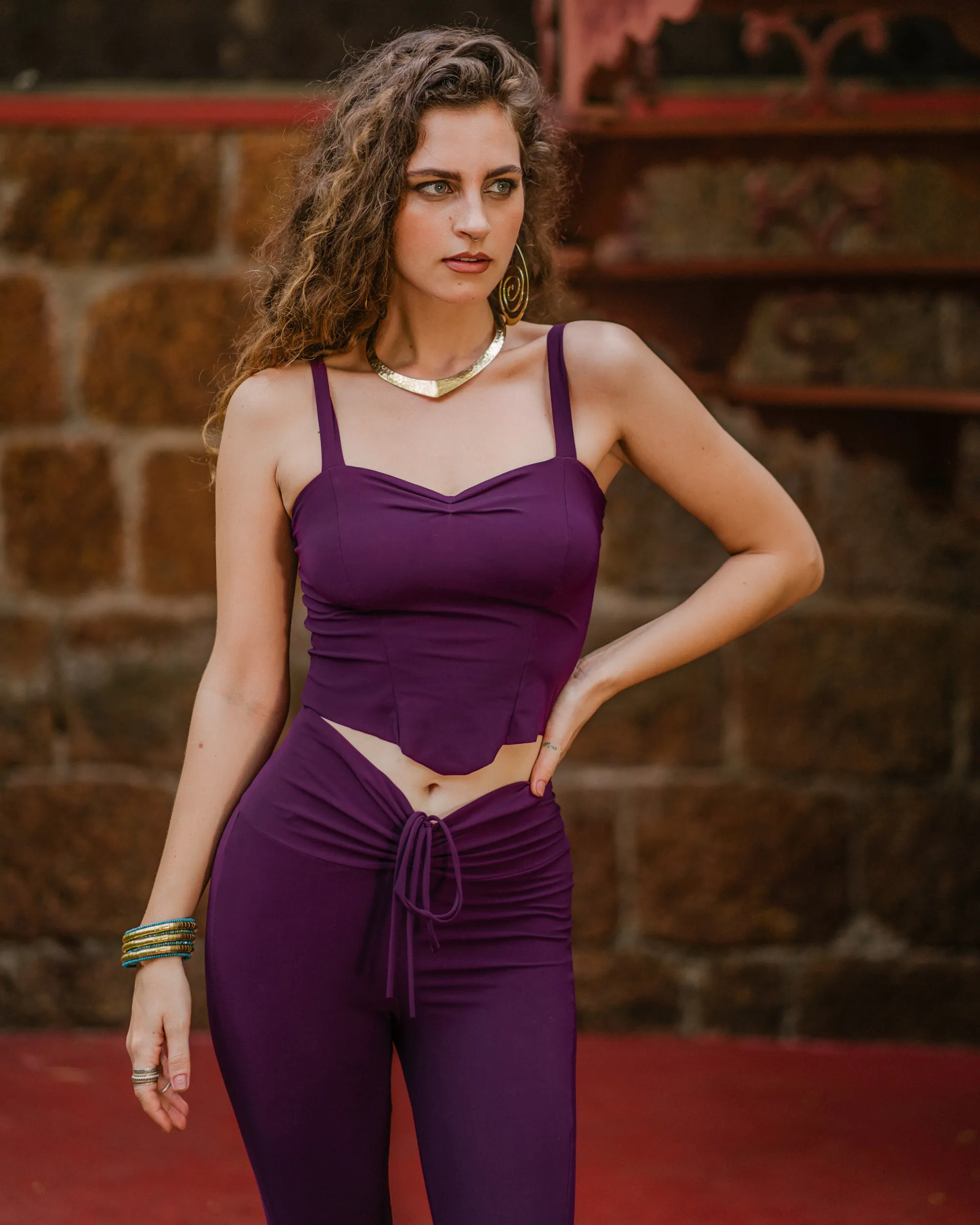 "NILAYA" Yoga Tank Top in Purple Color, Sexy Yoga Clothes