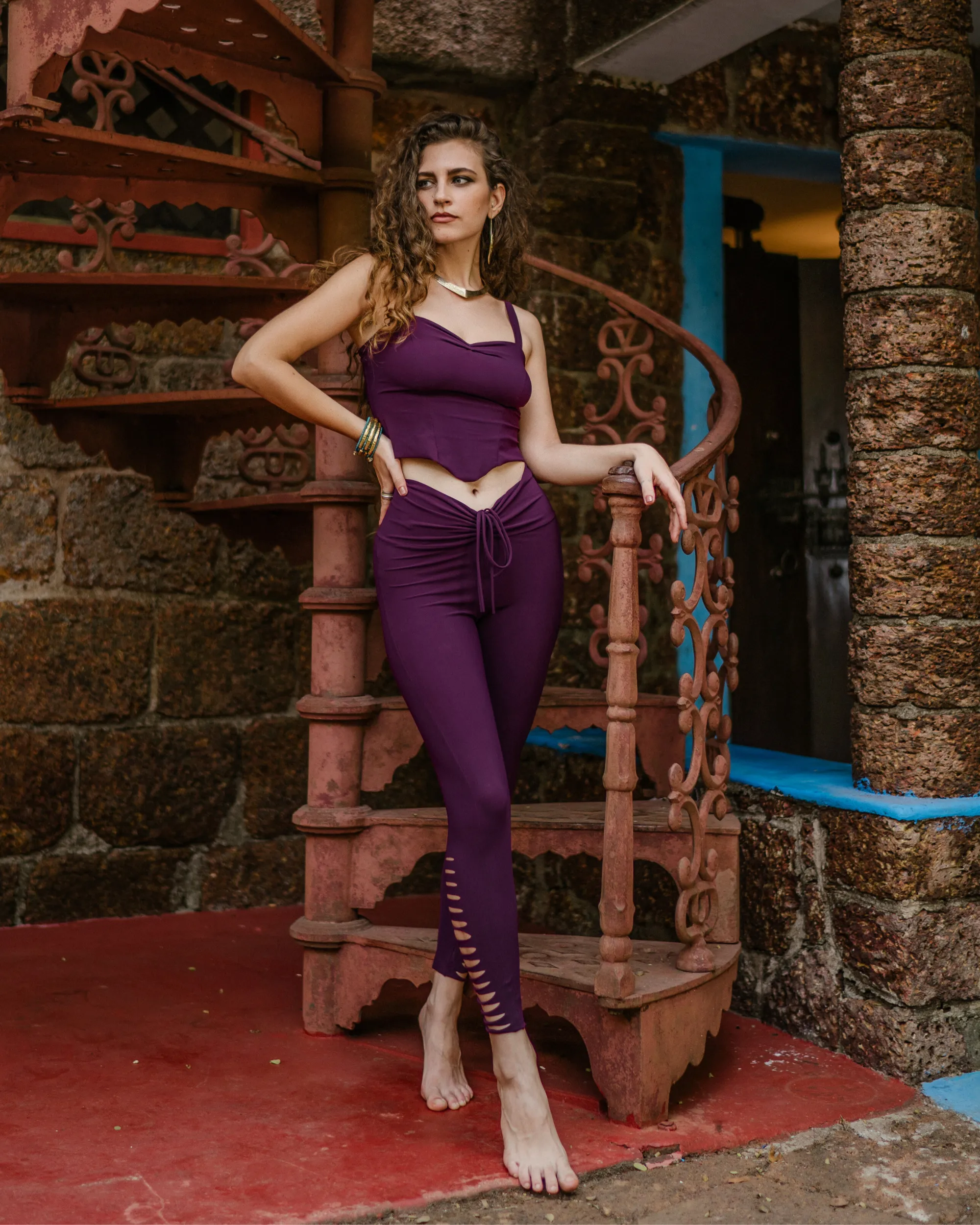 "NILAYA" Yoga Tank Top in Purple Color, Sexy Yoga Clothes