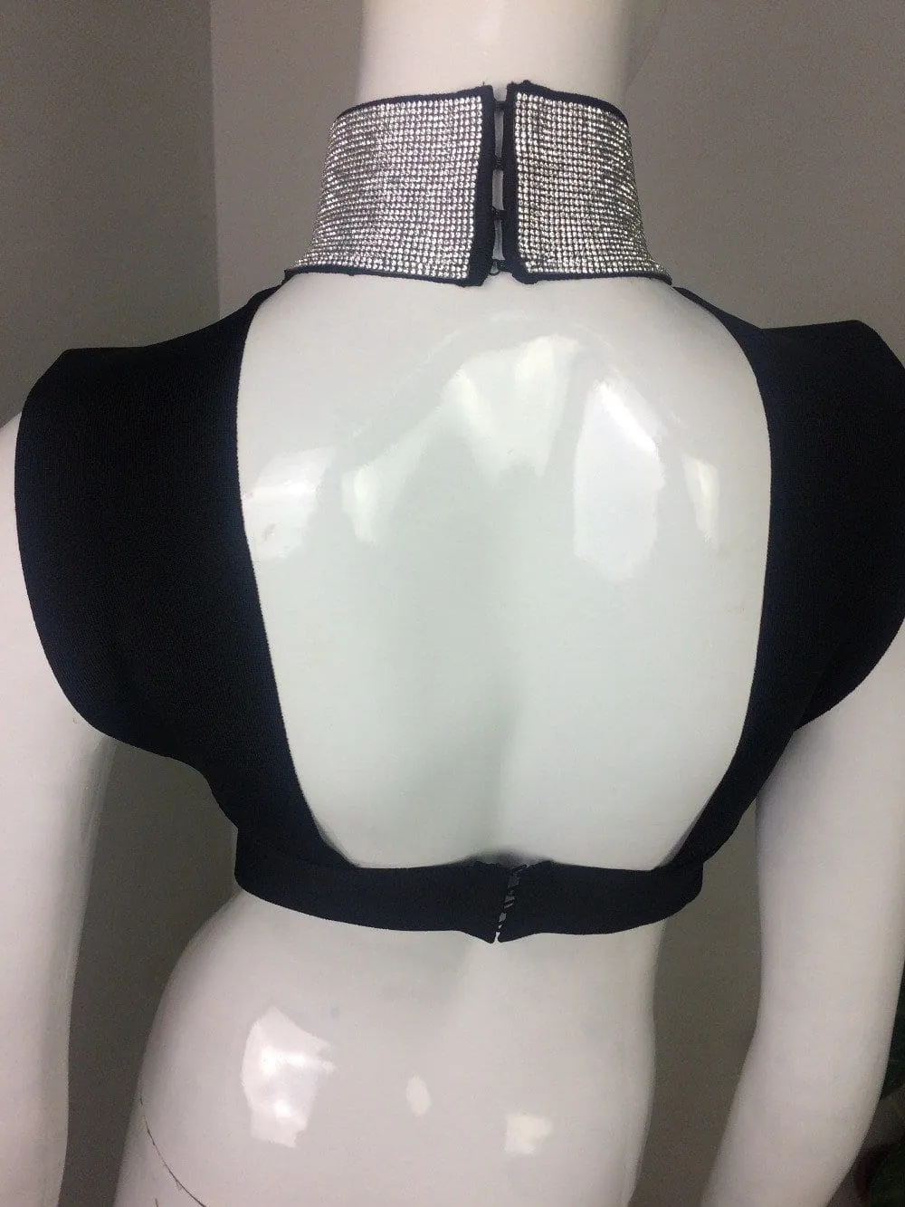 "San Fernando" choker rhinestone bandage crop top