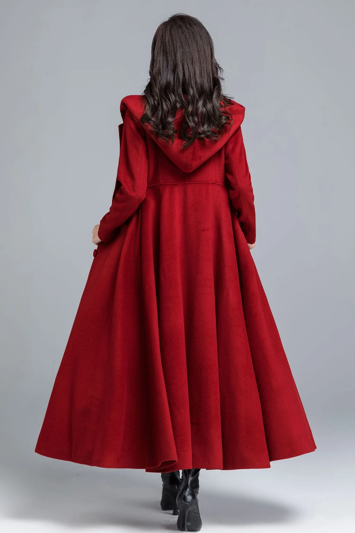 Red Long Winter Wool coat women 2483