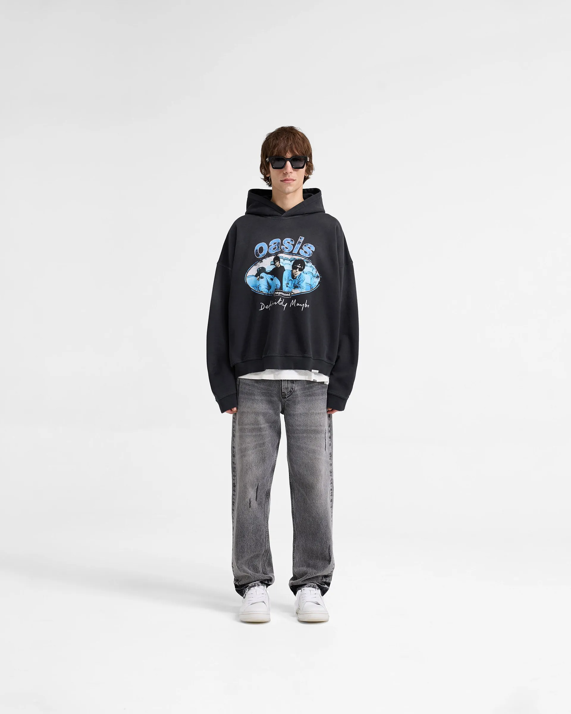 Represent X Oasis Maine Road Hoodie - Washed Black