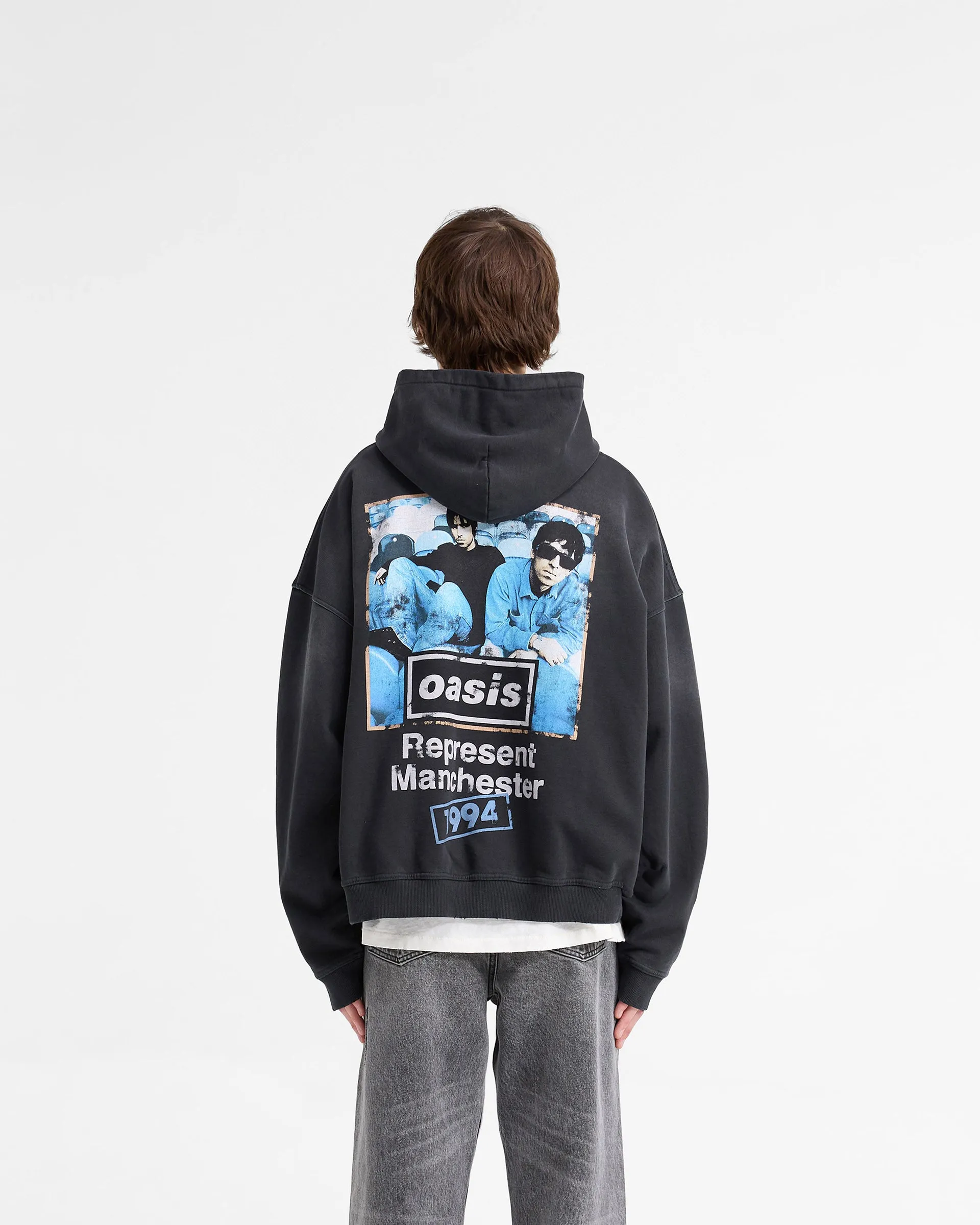 Represent X Oasis Maine Road Hoodie - Washed Black