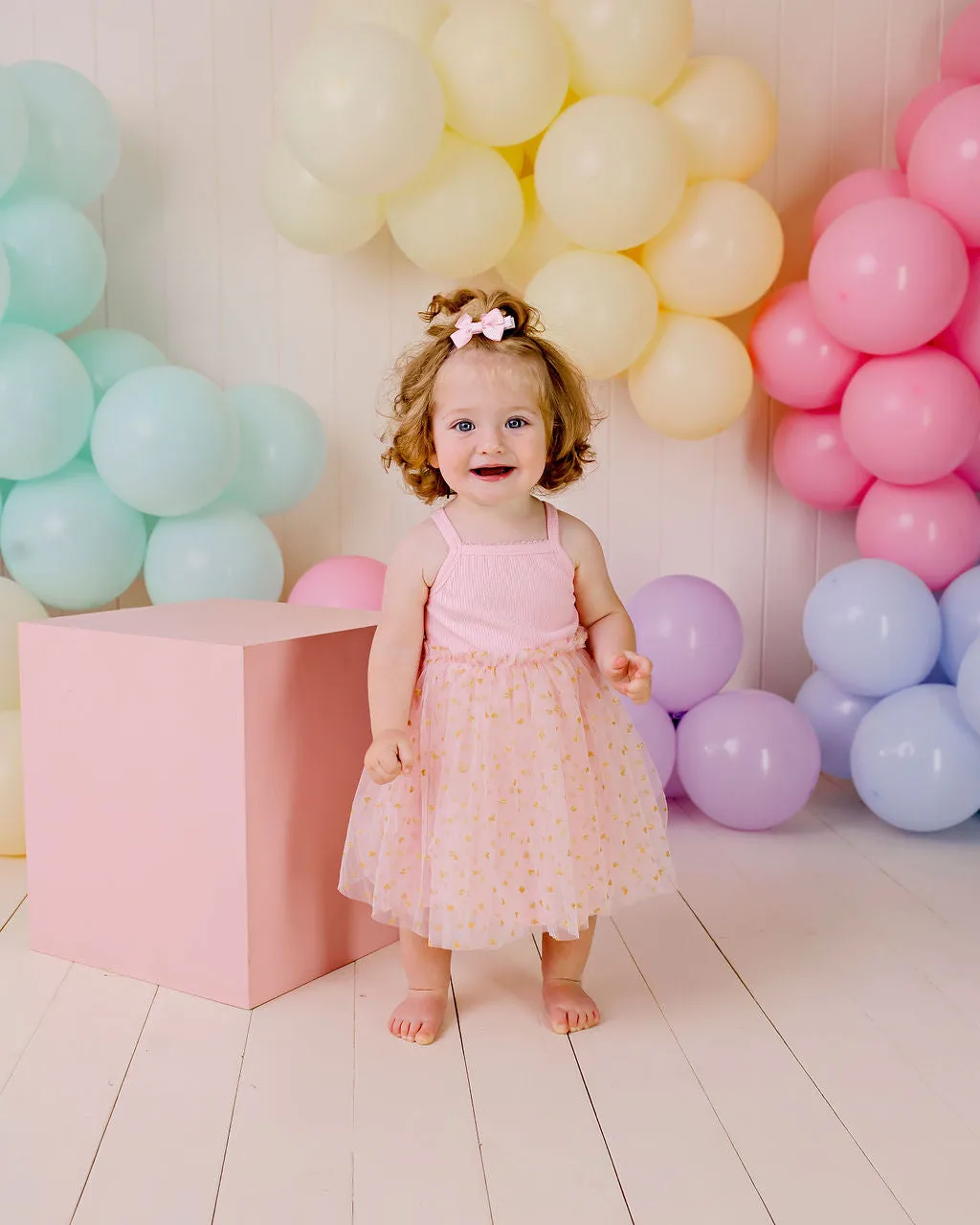 Ribbed Tulle Dress - Blush Hearts