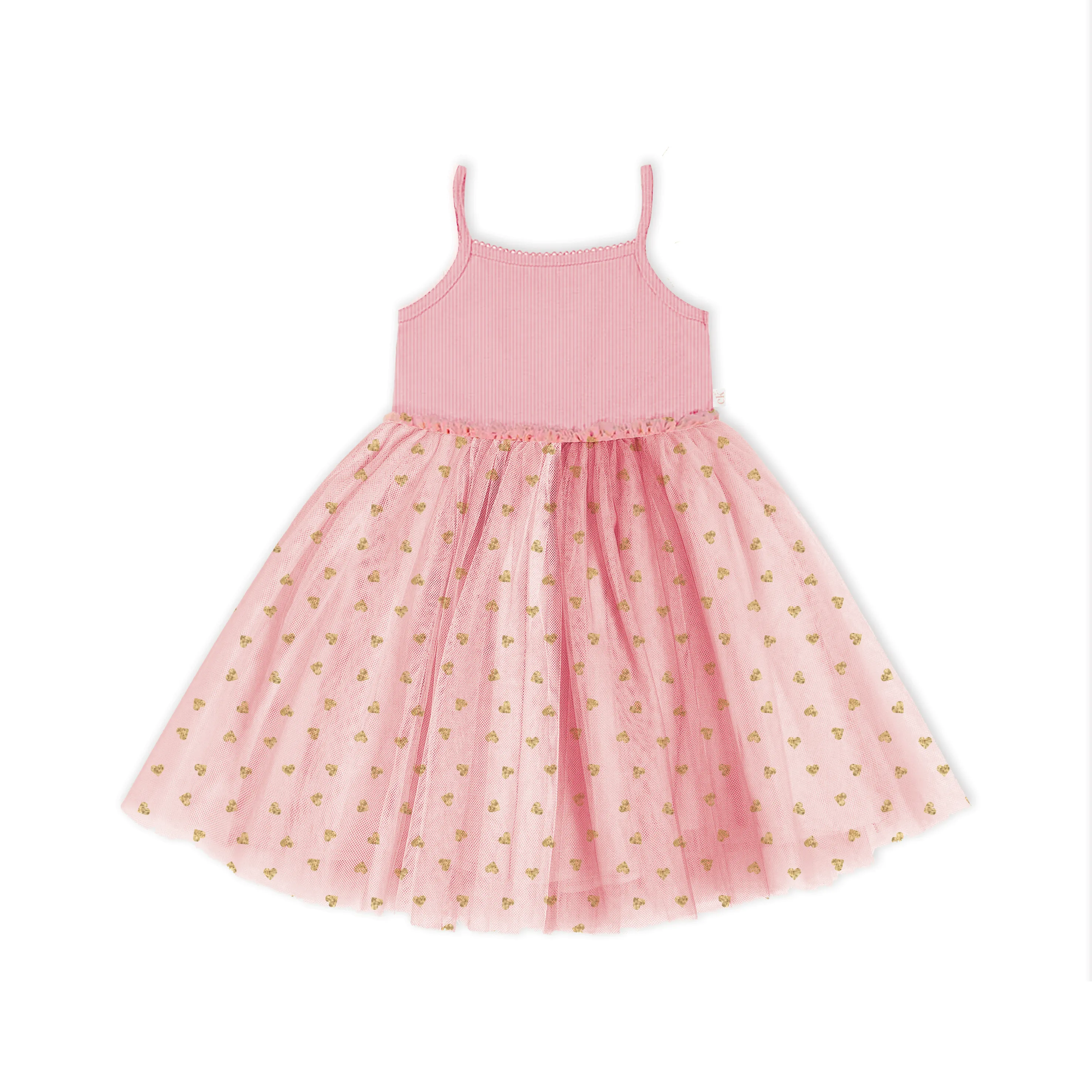 Ribbed Tulle Dress - Blush Hearts